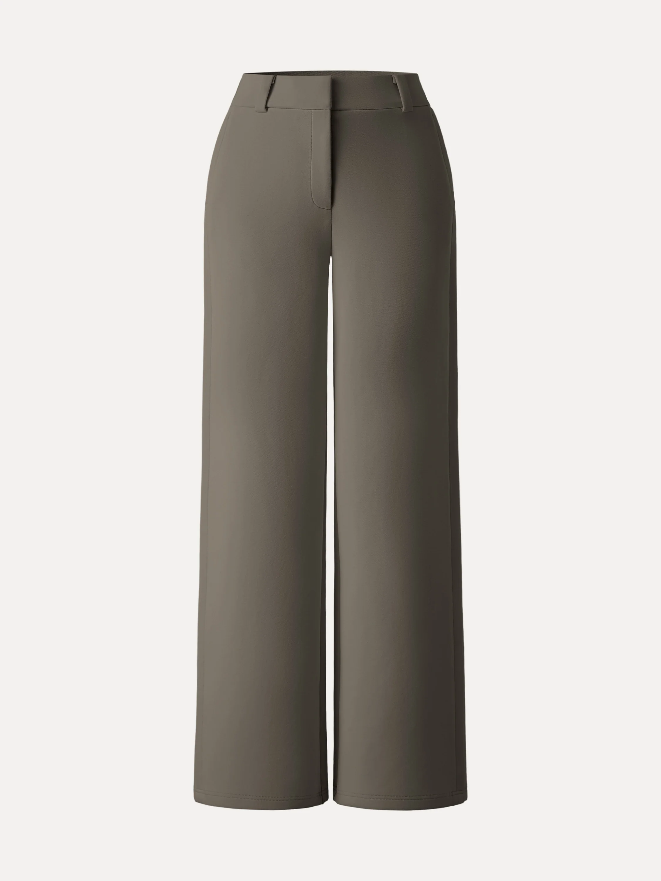 Stretchy Mid Rise Fly-Front Wide Leg Trousers - Image 15