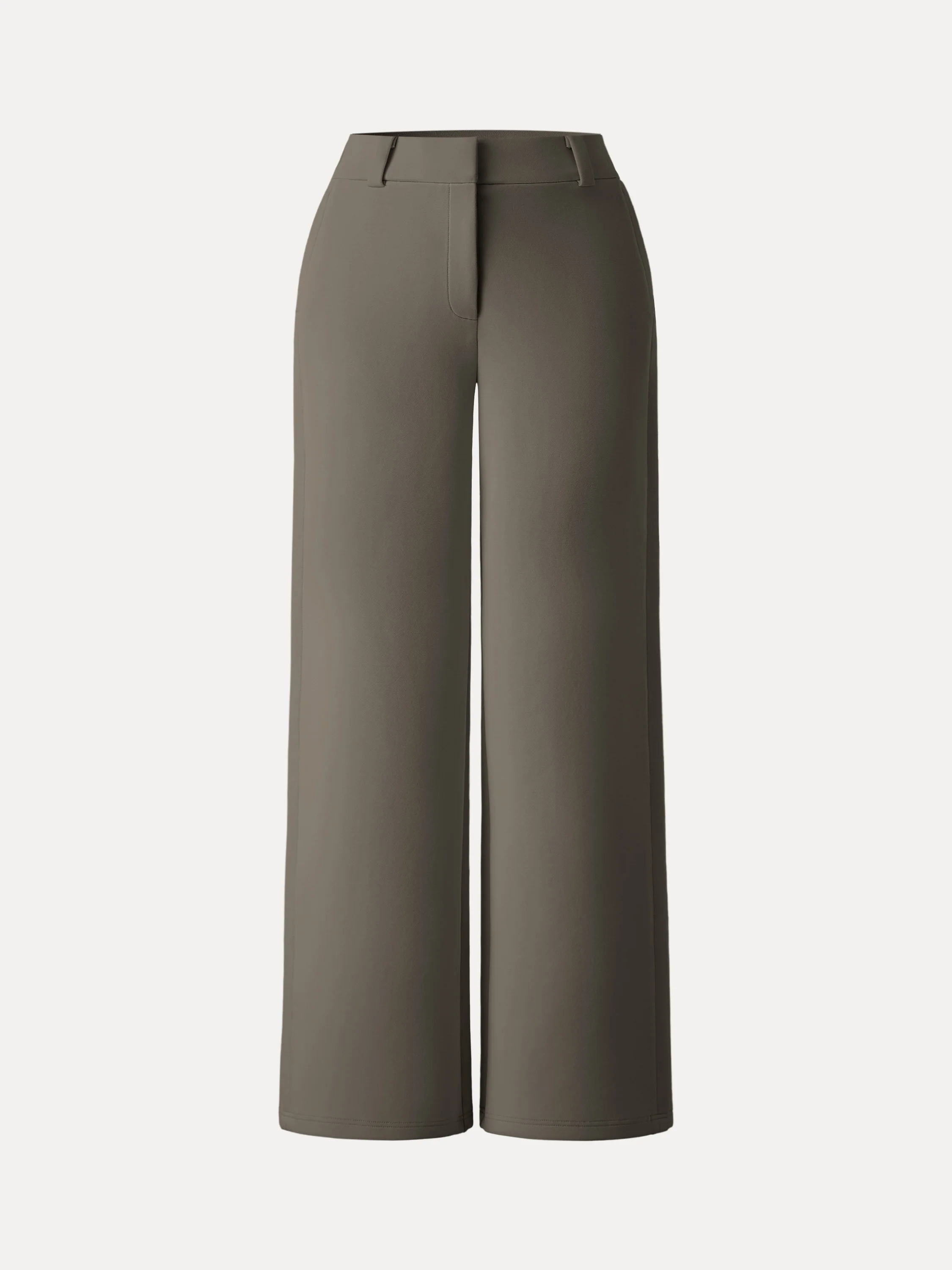 Stretchy Mid Rise Fly-Front Wide Leg Trousers - Image 19