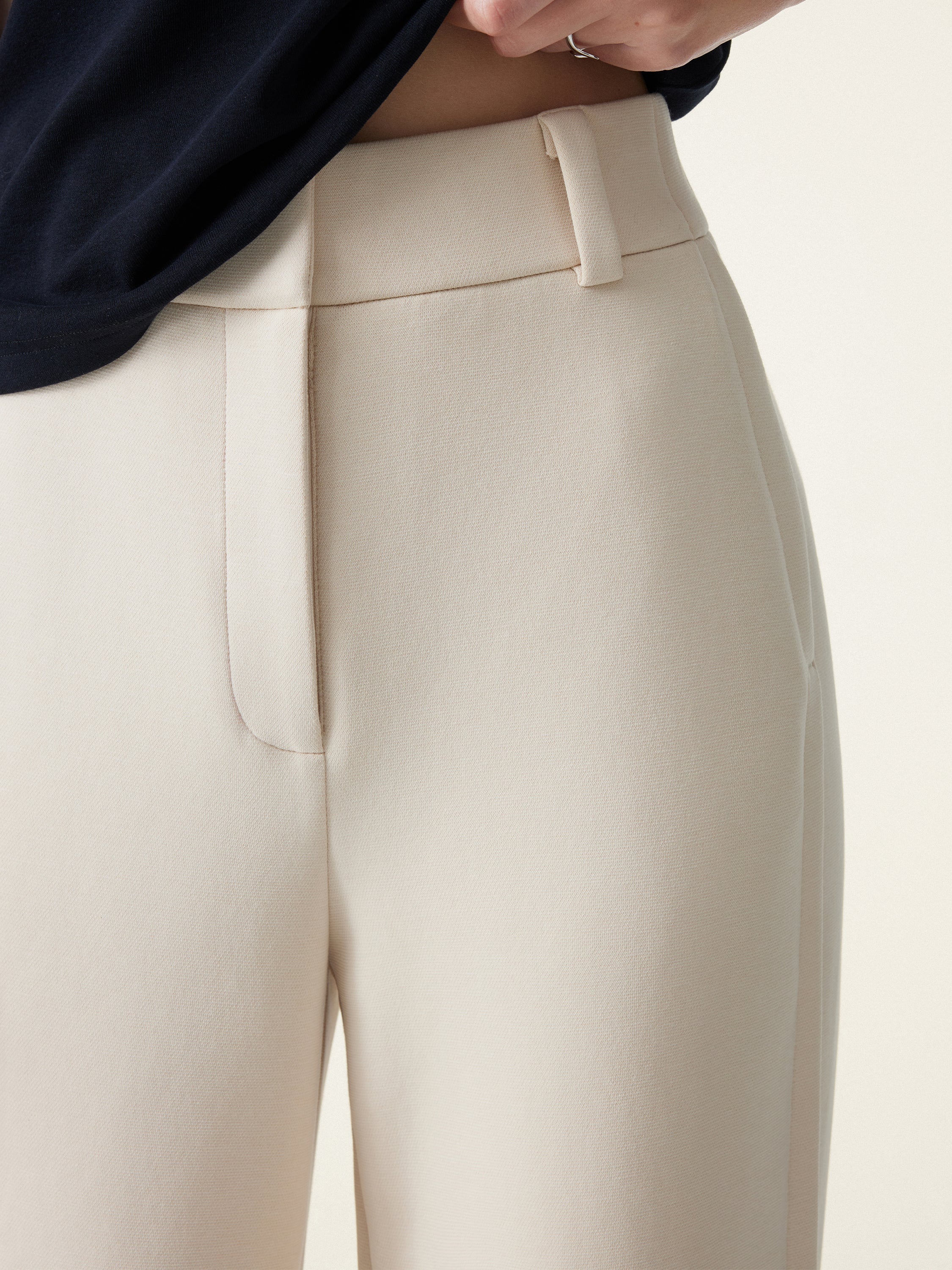 Stretchy Mid Rise Fly-Front Wide Leg Trousers - Image 5