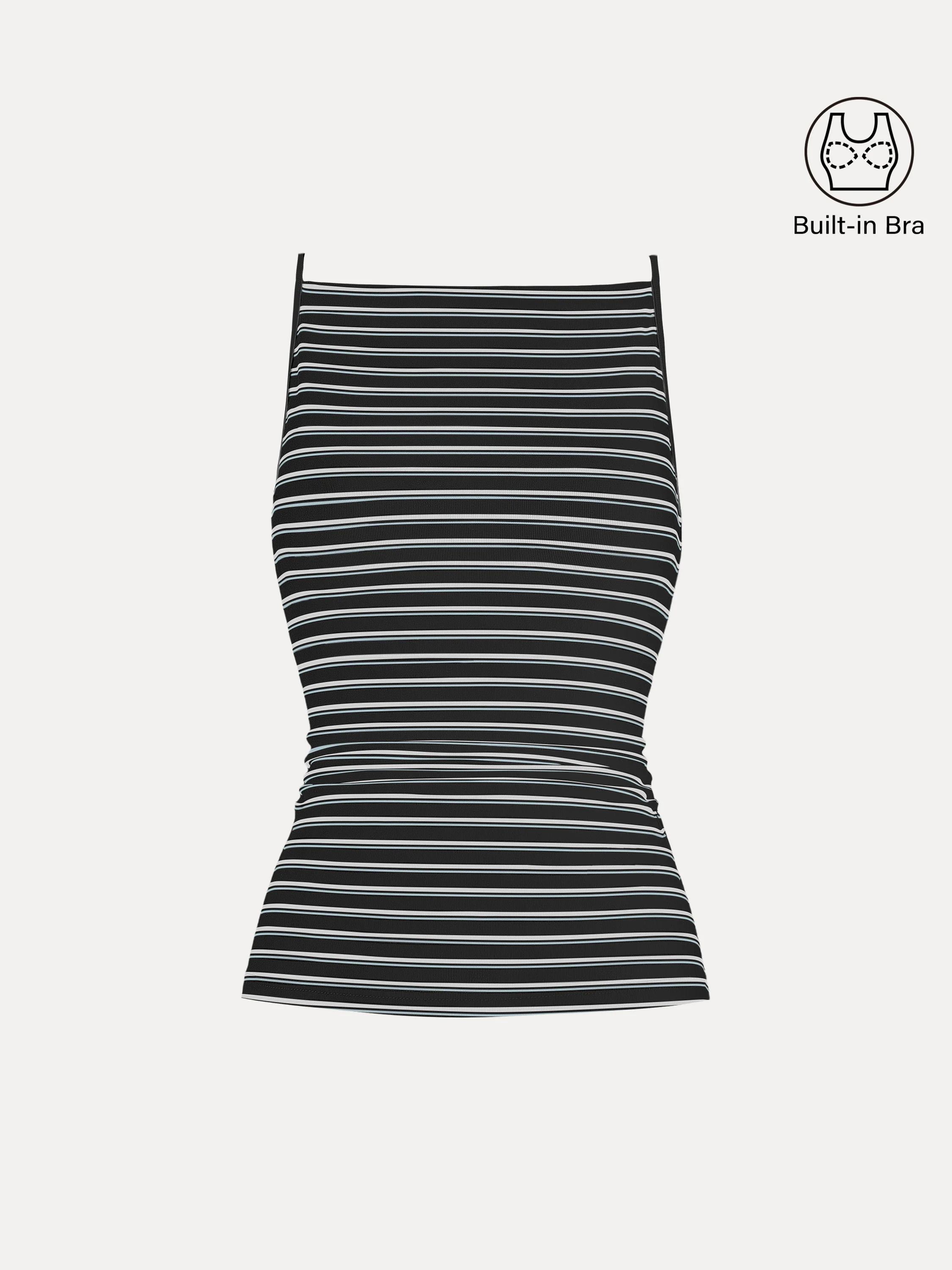 Striped Side Ruched Spaghetti New Airy Bra Tank - Image 12