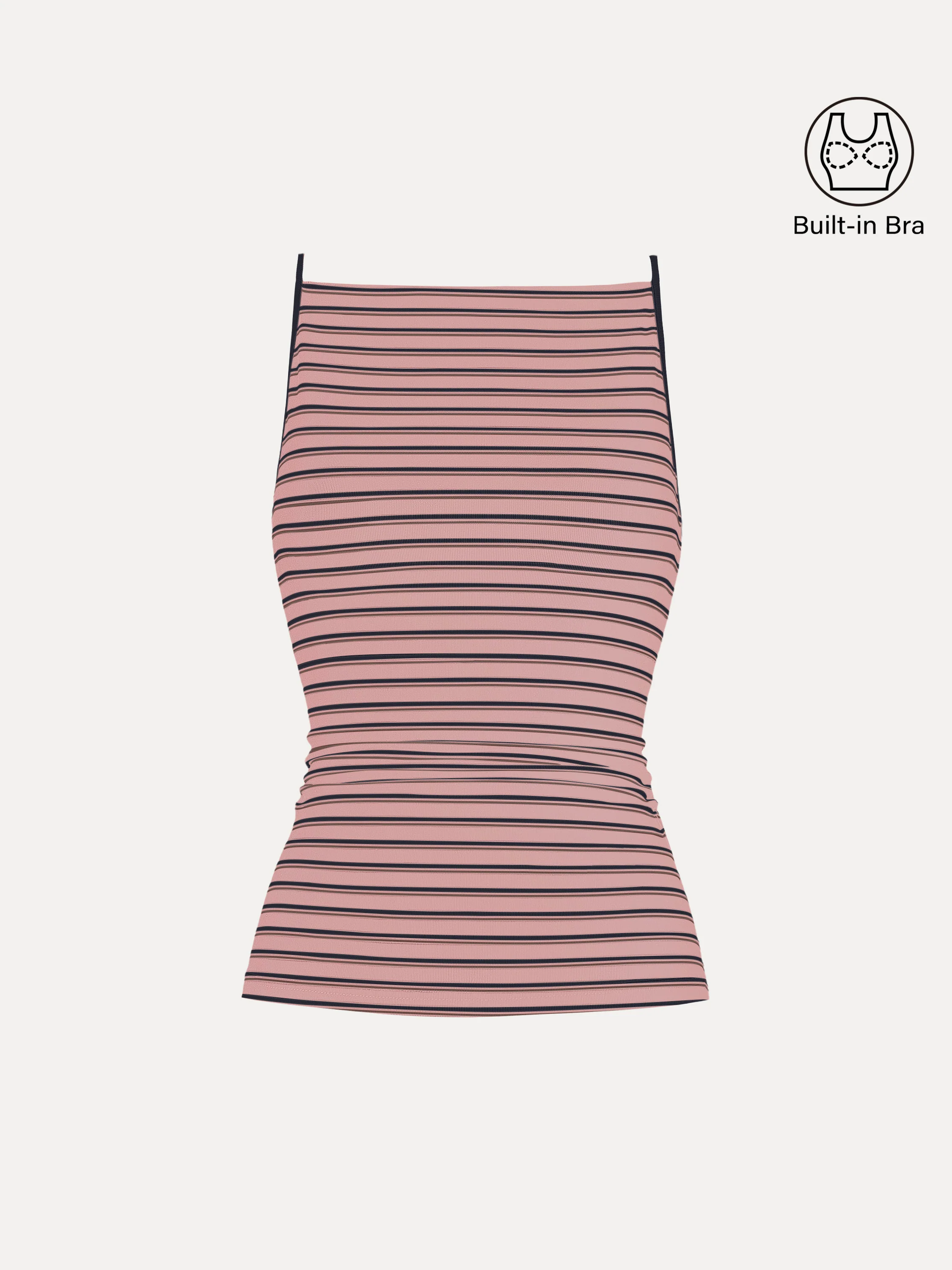 Striped Side Ruched Spaghetti New Airy Bra Tank - Image 13