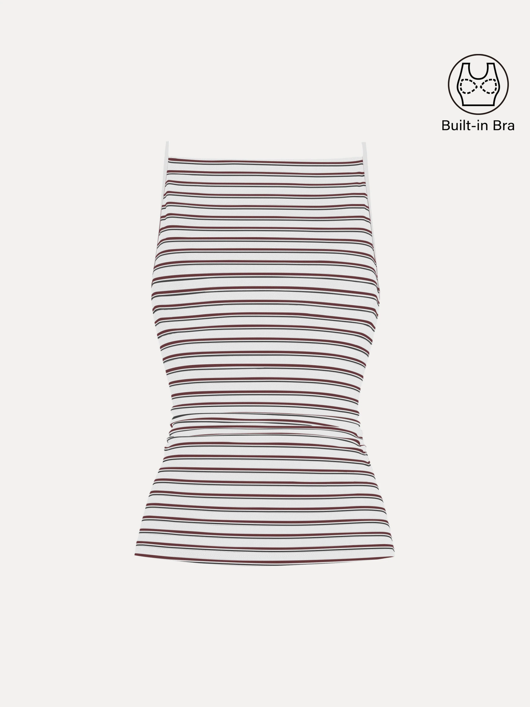 Striped Side Ruched Spaghetti New Airy Bra Tank - Image 14