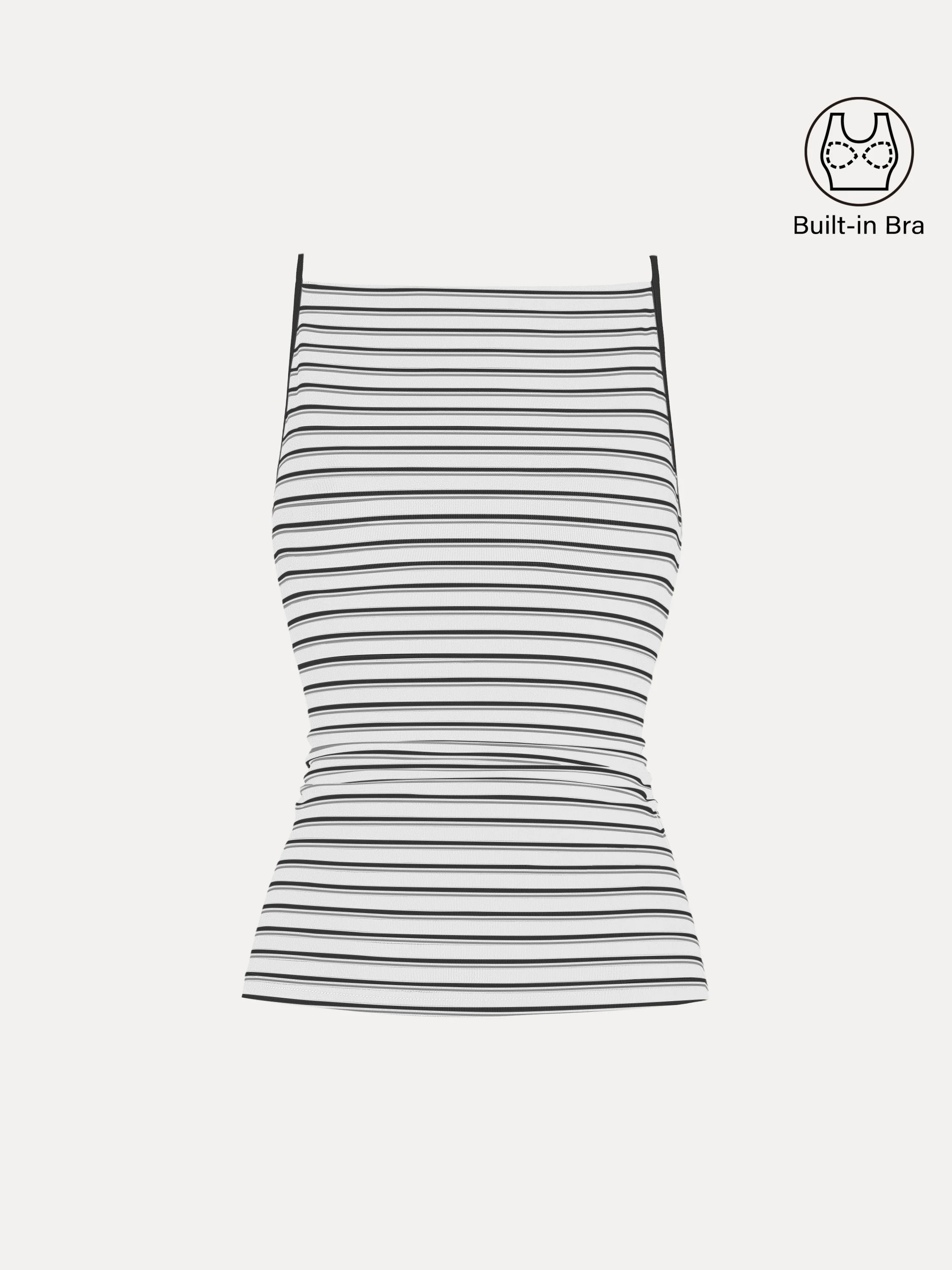 Striped Side Ruched Spaghetti New Airy Bra Tank - Image 15