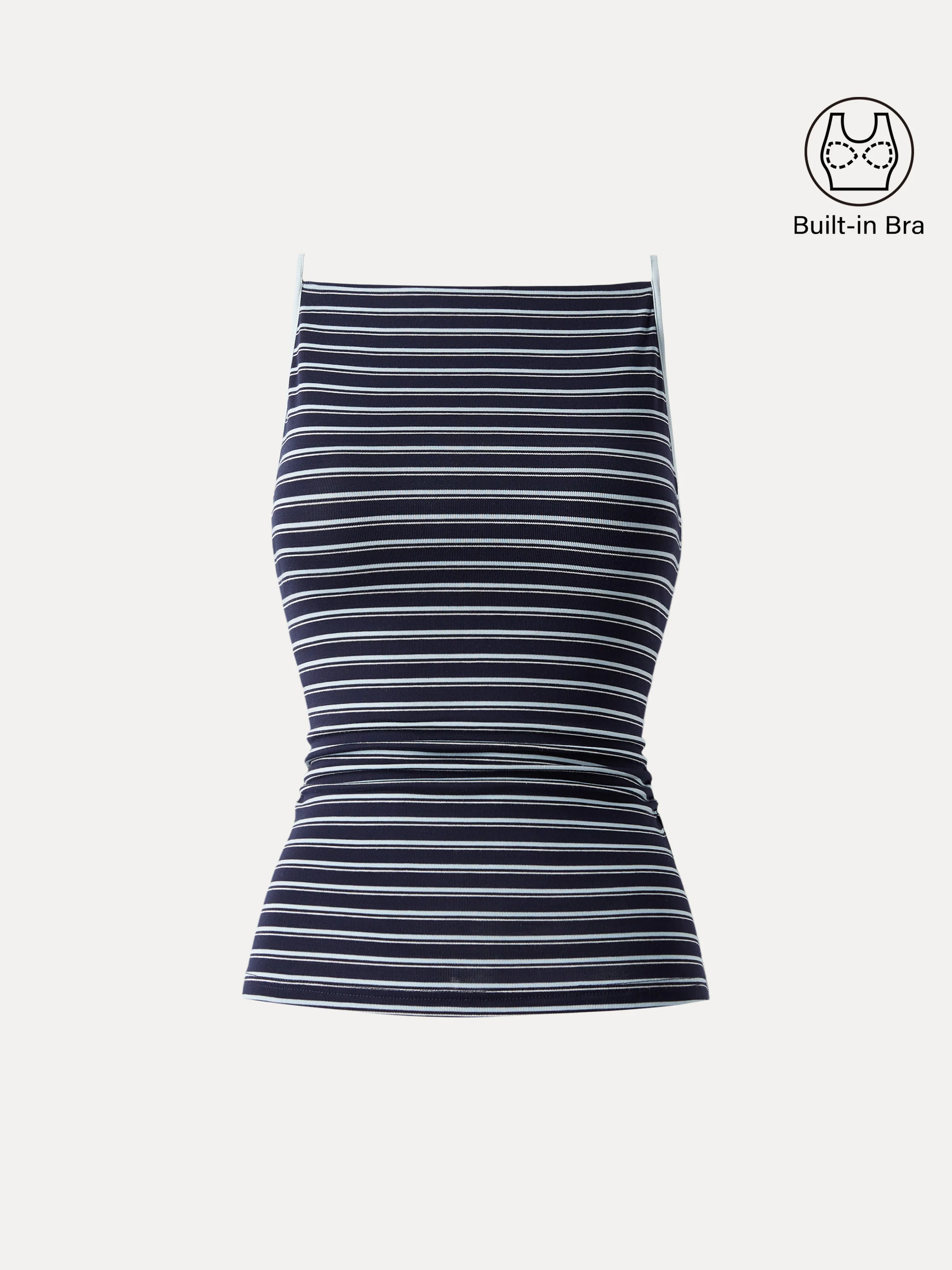 Striped Side Ruched Spaghetti New Airy Bra Tank - Image 2