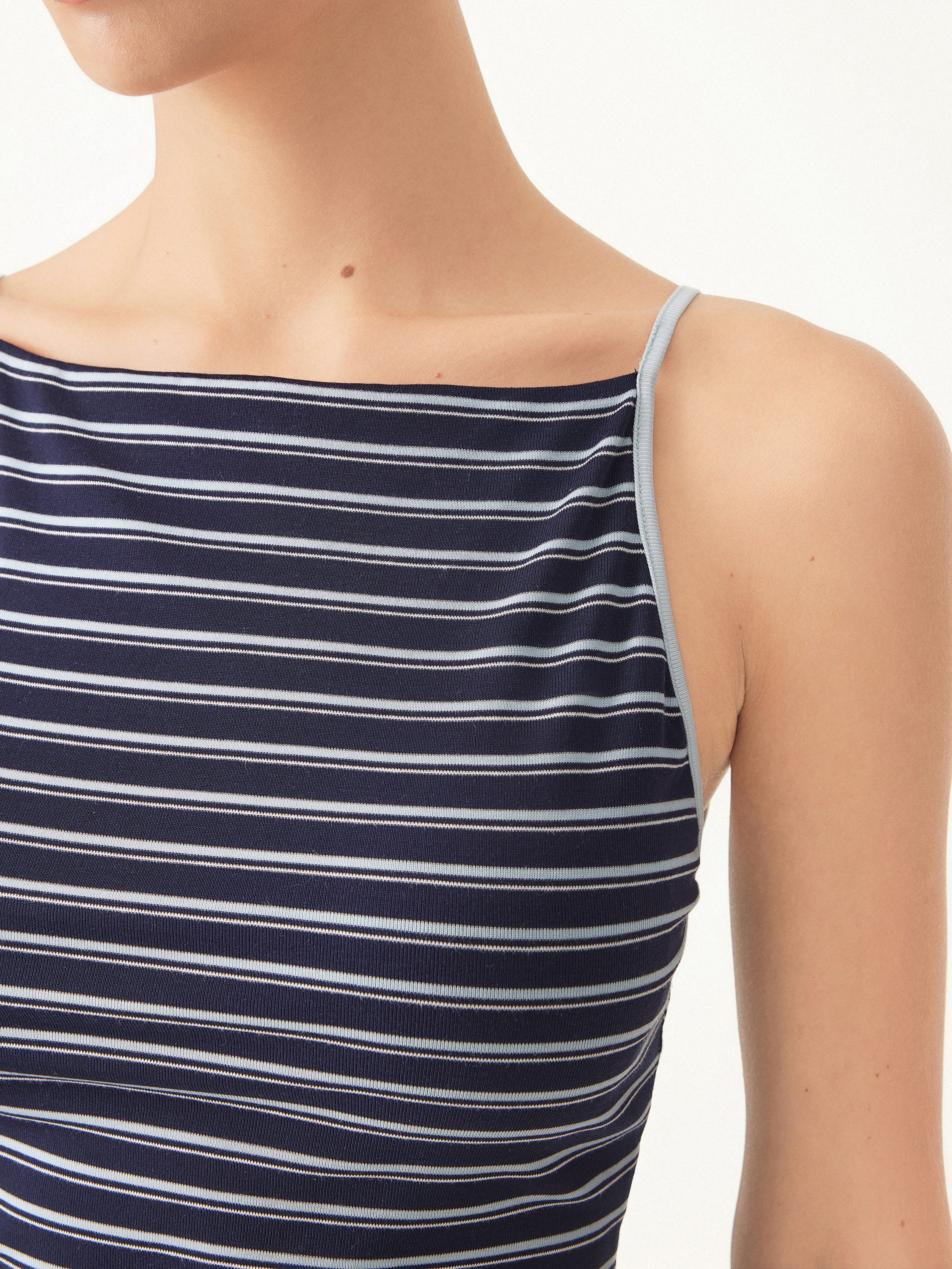 Striped Side Ruched Spaghetti New Airy Bra Tank - Image 6