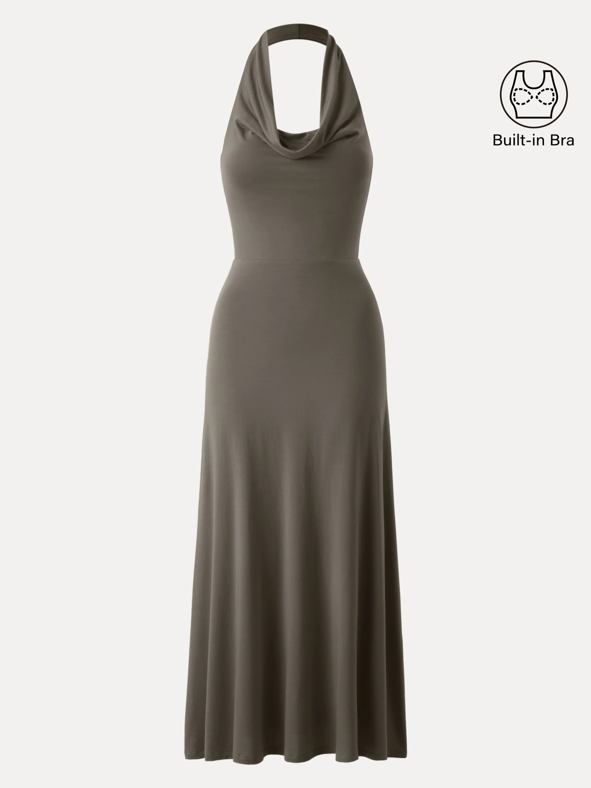 Stunning Cowl Neck Flared Maxi Bra Dress - Image 12
