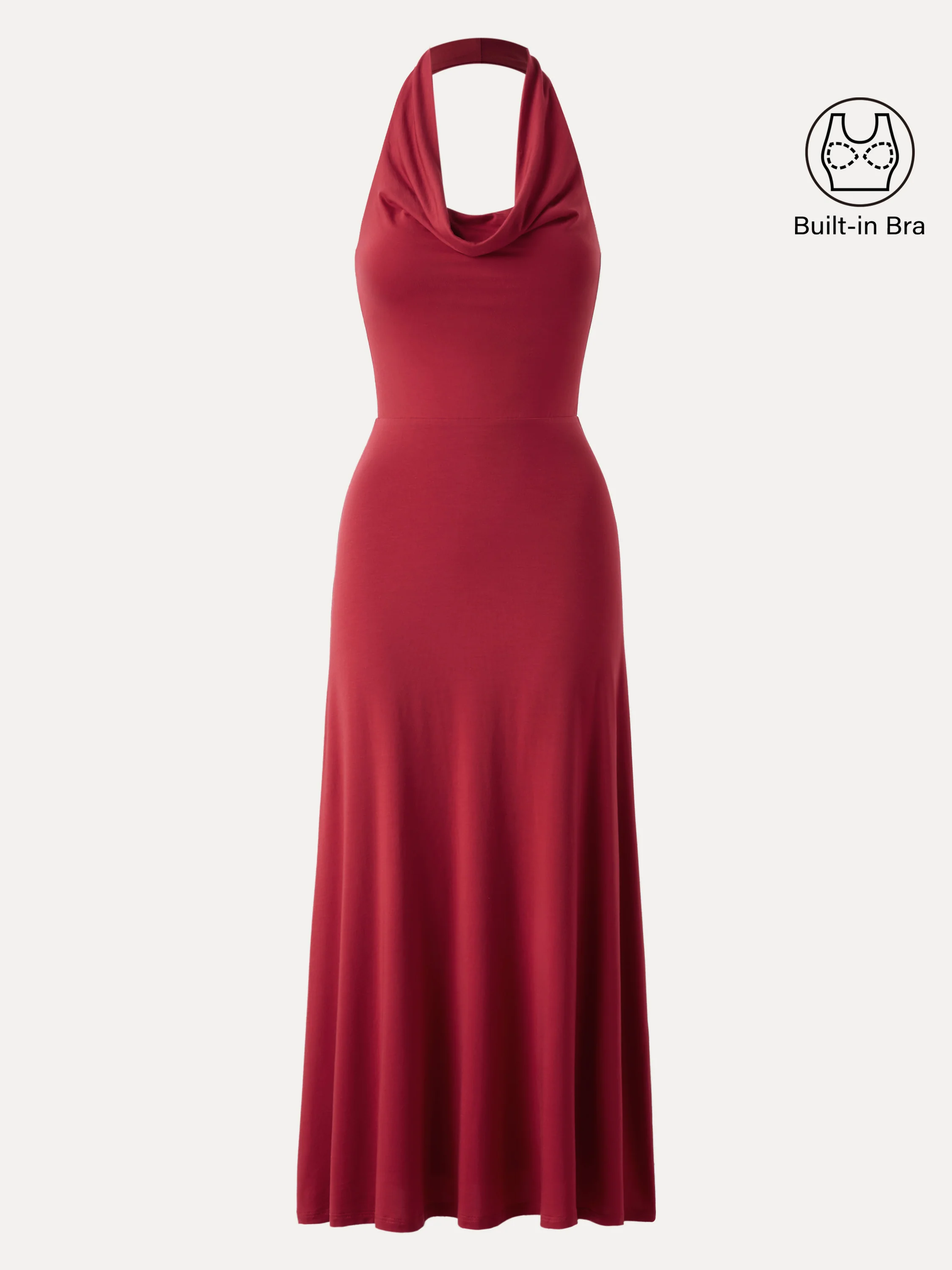 Stunning Cowl Neck Flared Maxi Bra Dress - Image 3