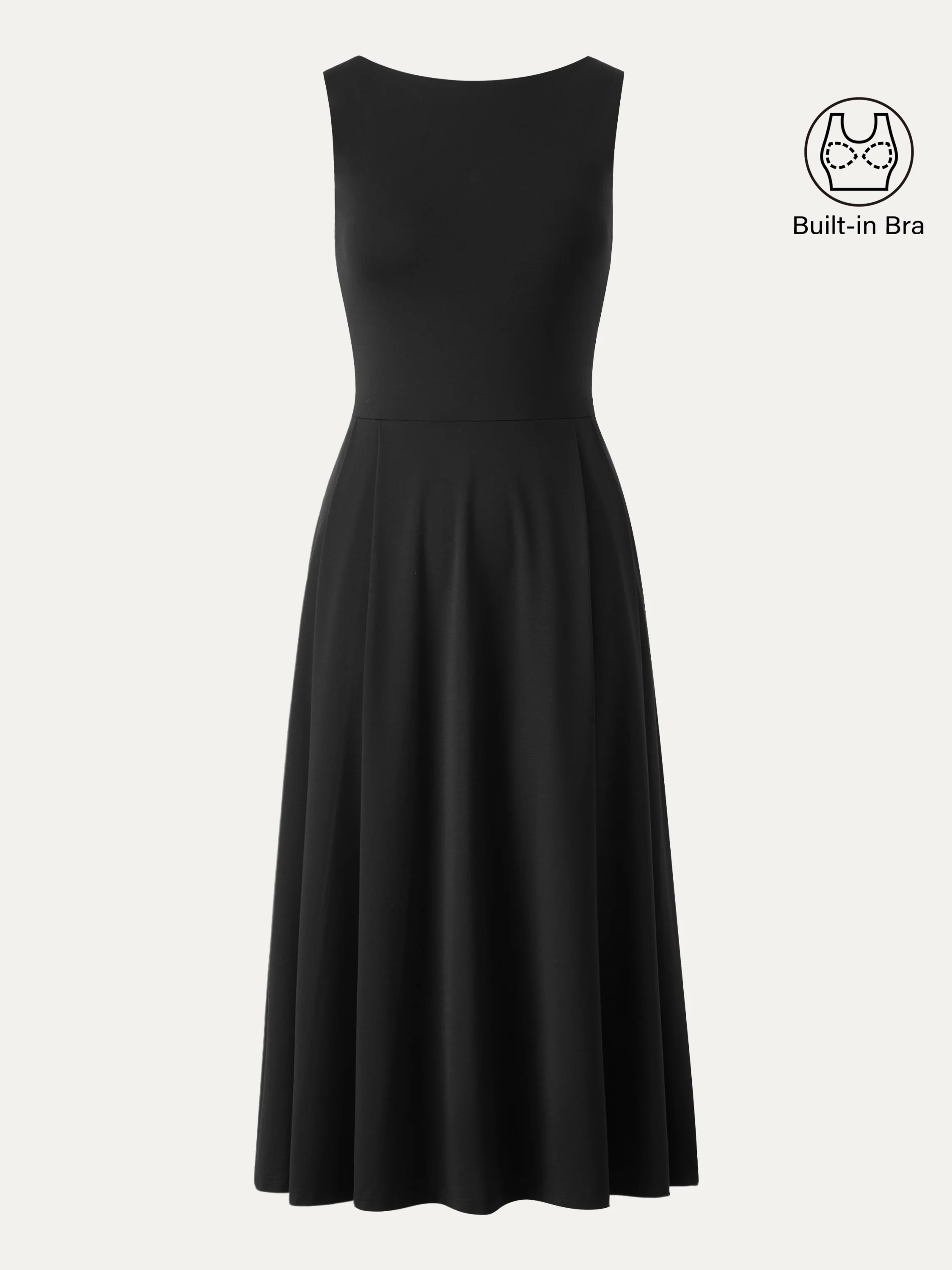 Boatneck Bamboo Ponte Bra Midi Dress with Pockets - Image 12