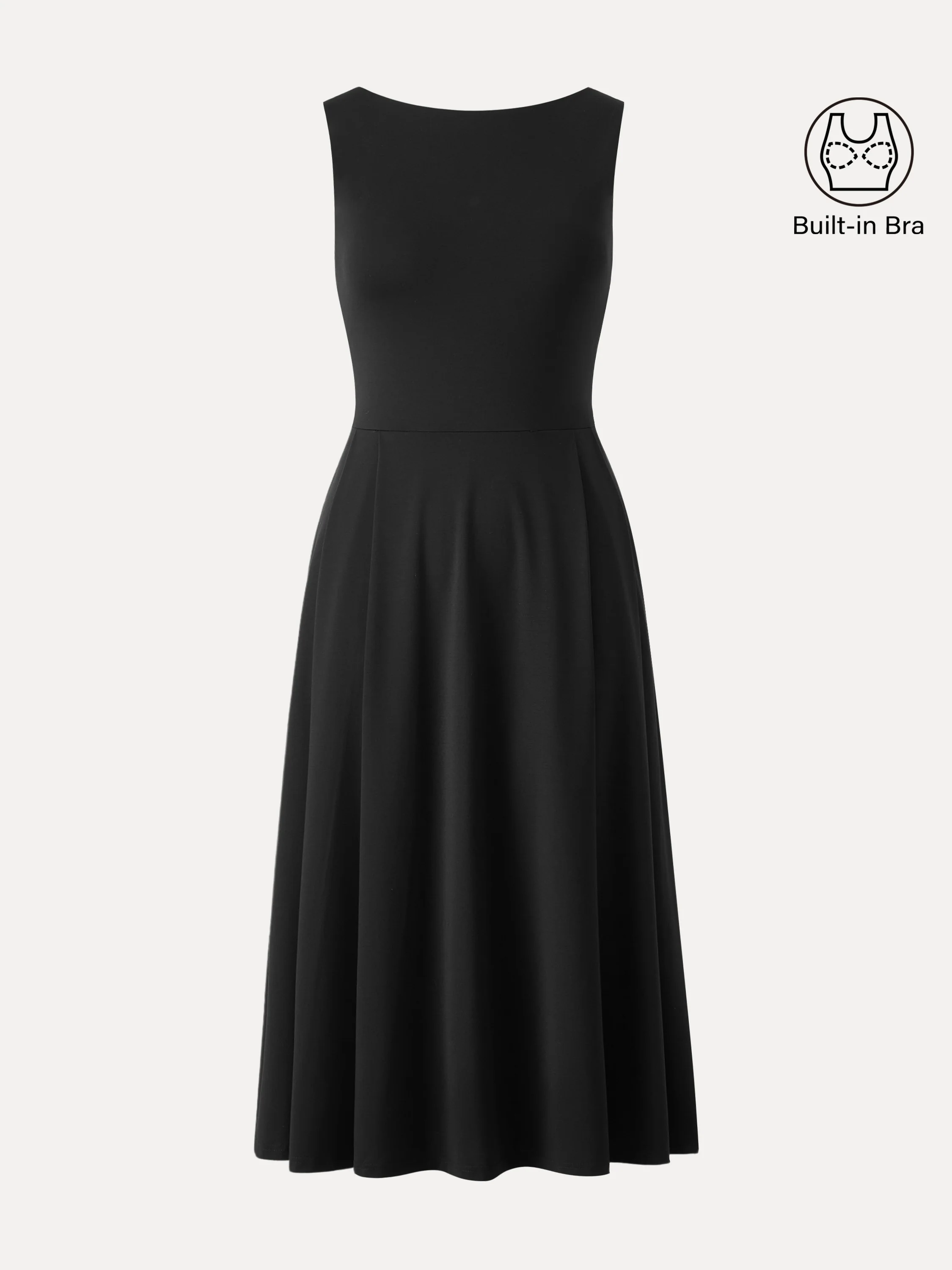 Boatneck Bamboo Ponte Bra Midi Dress with Pockets - Image 13