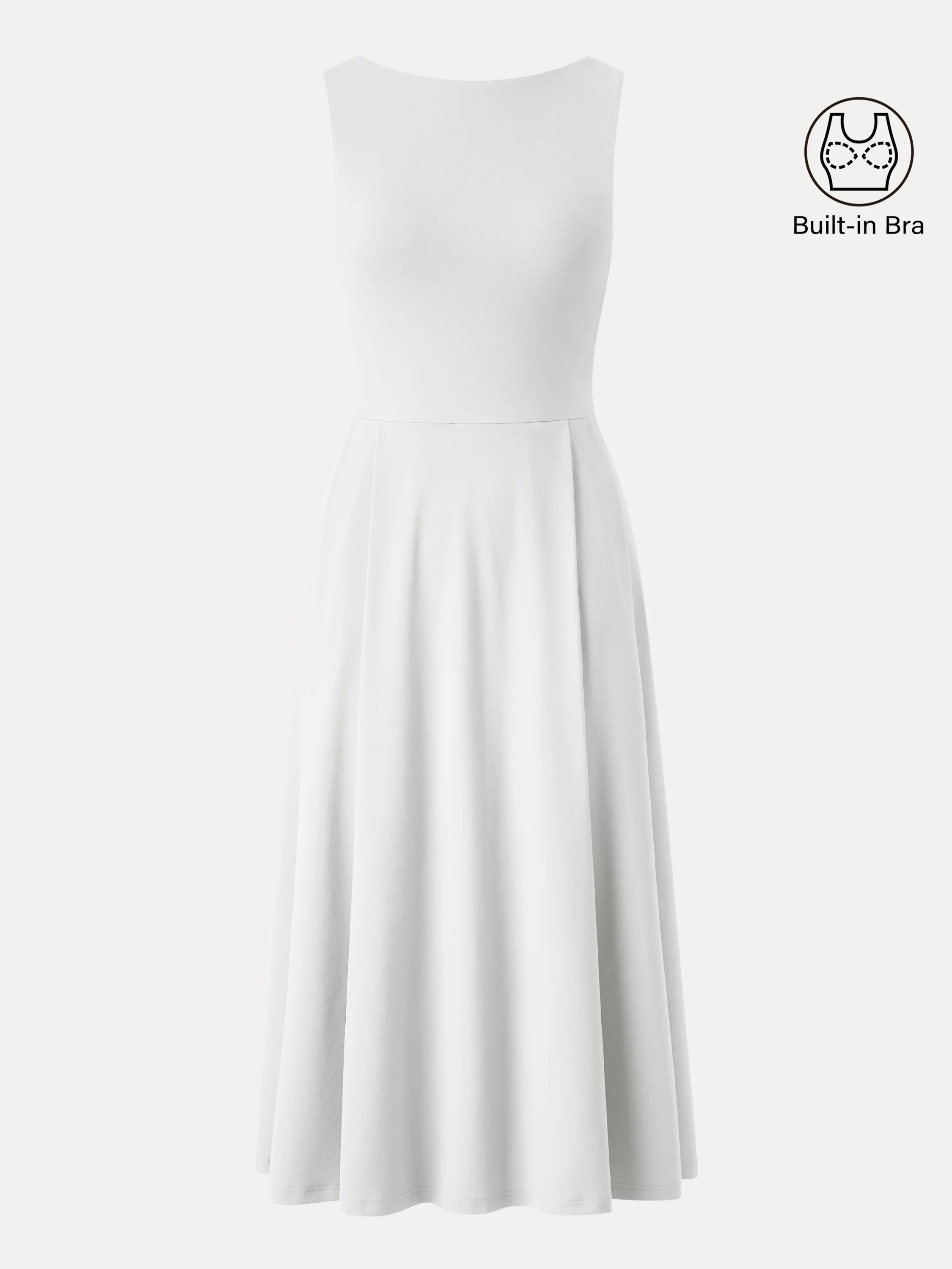 Boatneck Bamboo Ponte Bra Midi Dress with Pockets - Image 15