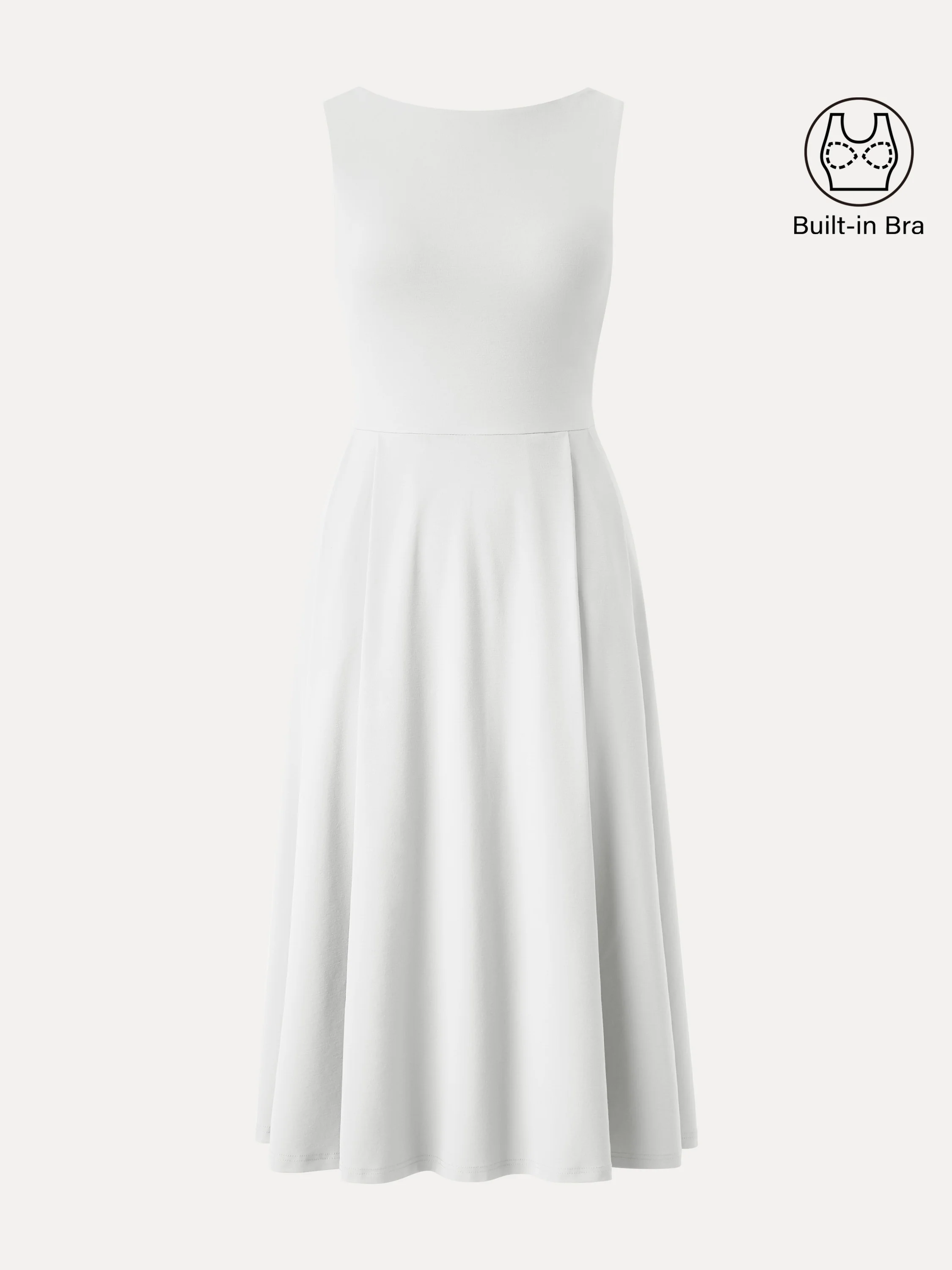 Boatneck Bamboo Ponte Bra Midi Dress with Pockets - Image 16