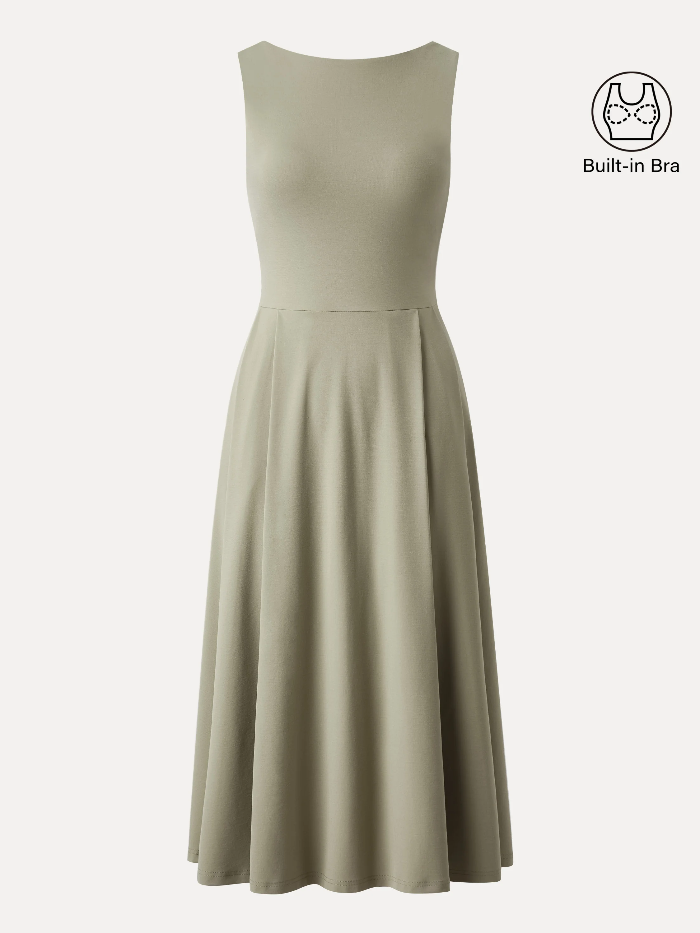Boatneck Bamboo Ponte Bra Midi Dress with Pockets - Image 19