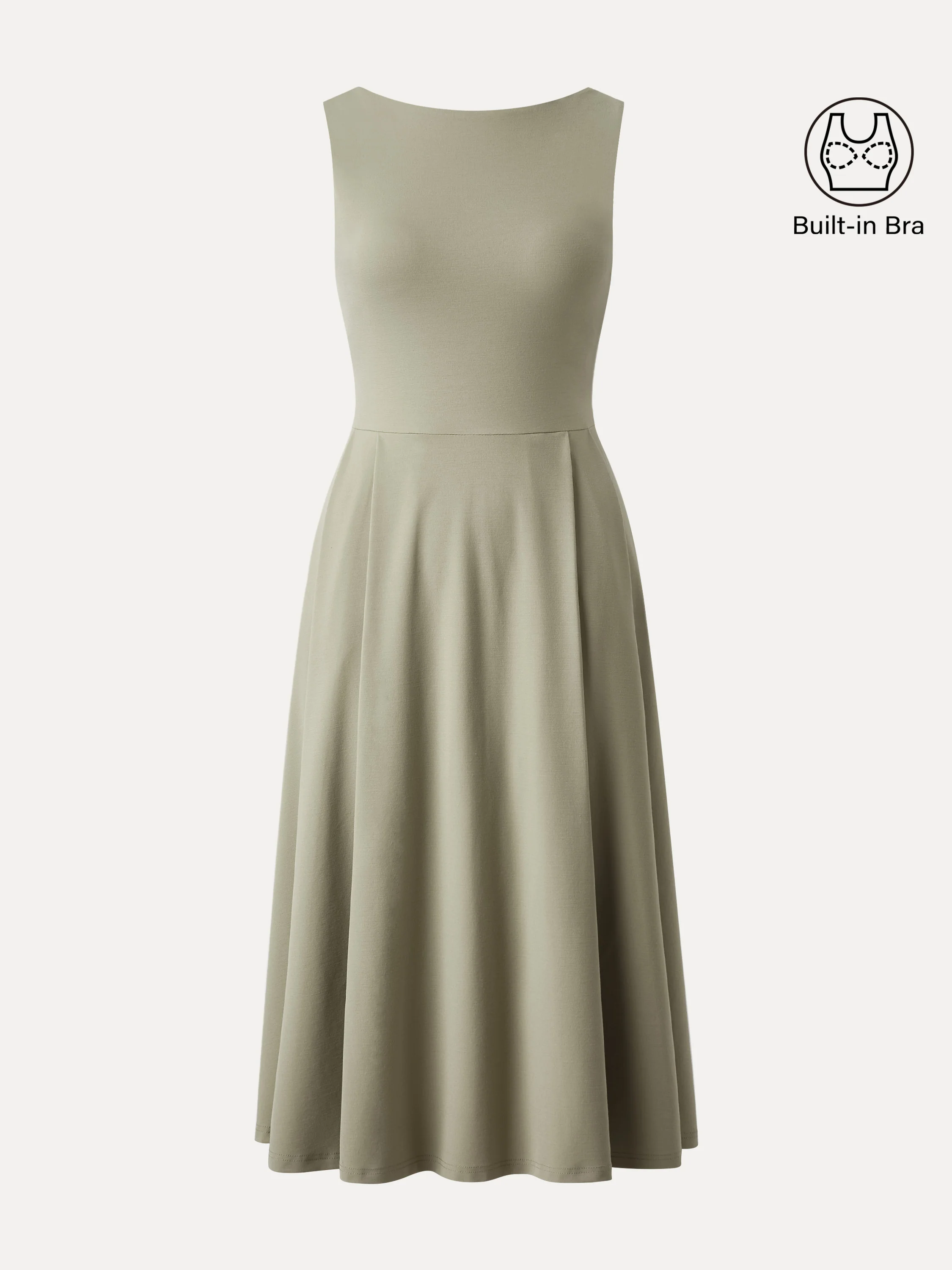 Boatneck Bamboo Ponte Bra Midi Dress with Pockets - Image 20