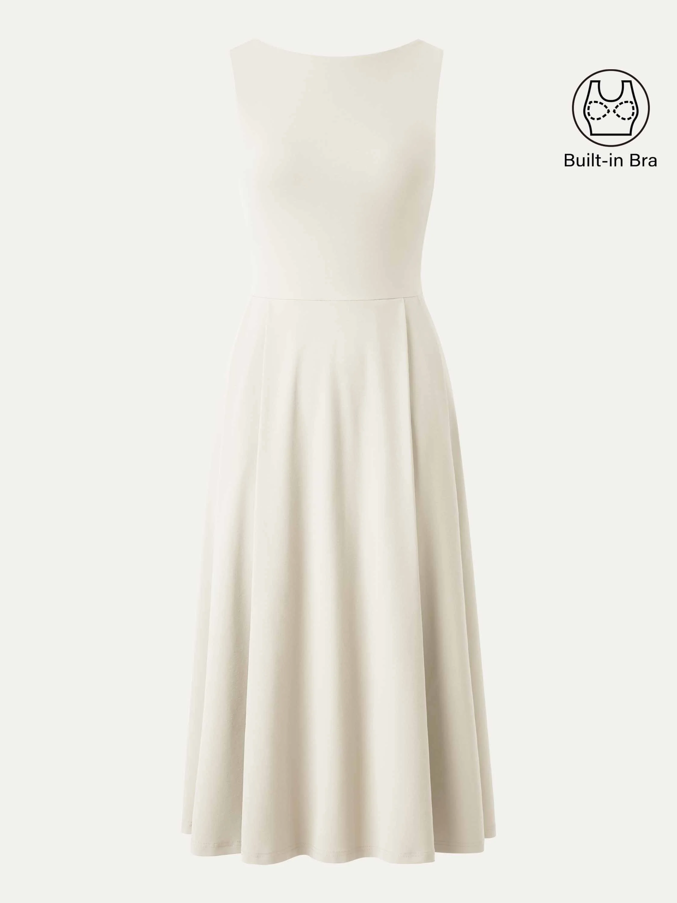 Boatneck Bamboo Ponte Bra Midi Dress with Pockets - Image 21