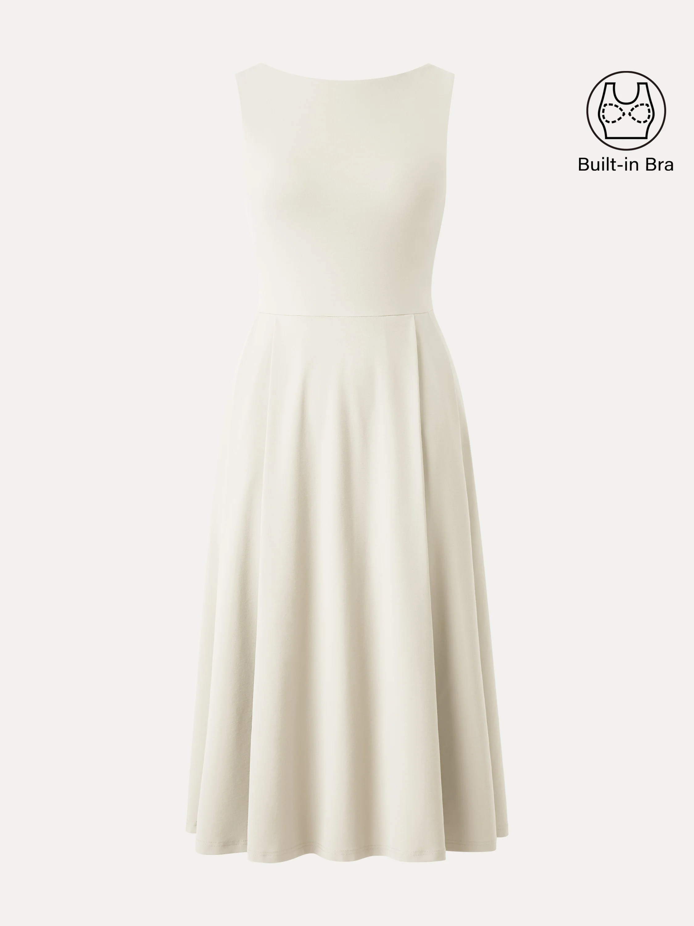 Boatneck Bamboo Ponte Bra Midi Dress with Pockets - Image 22
