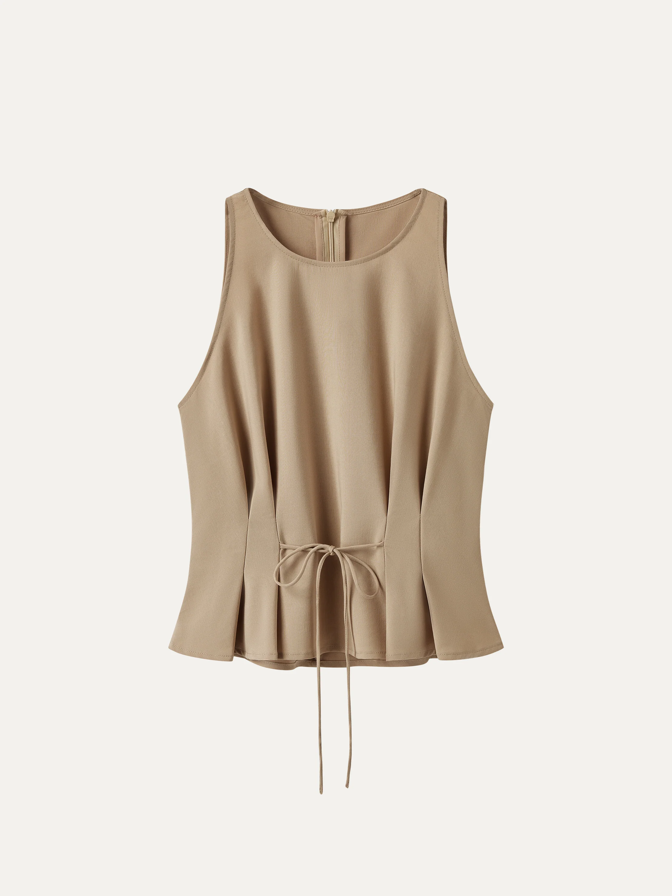 Summer Linen Pleated Self-Tie Top - Image 10