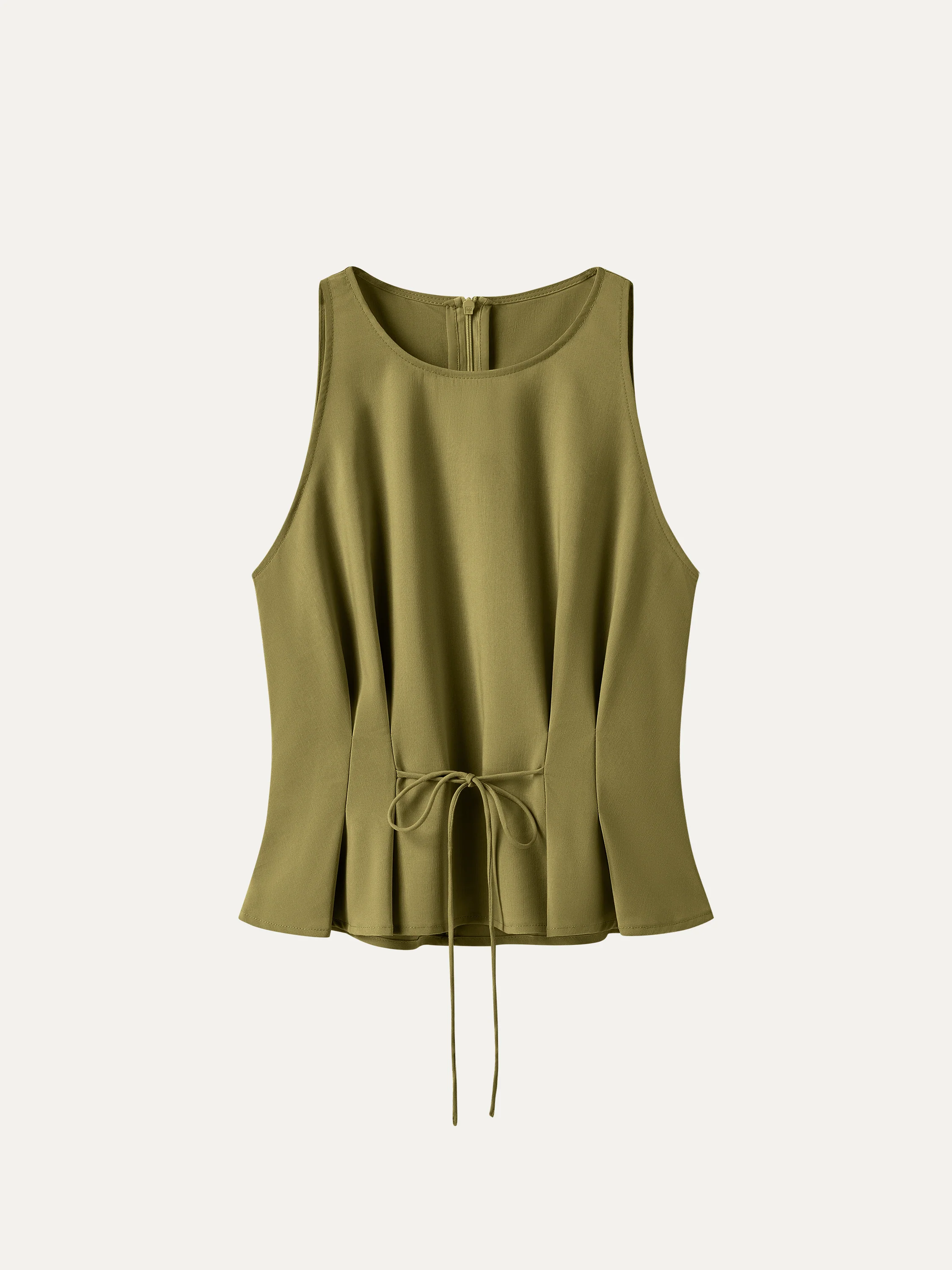 Summer Linen Pleated Self-Tie Top - Image 11