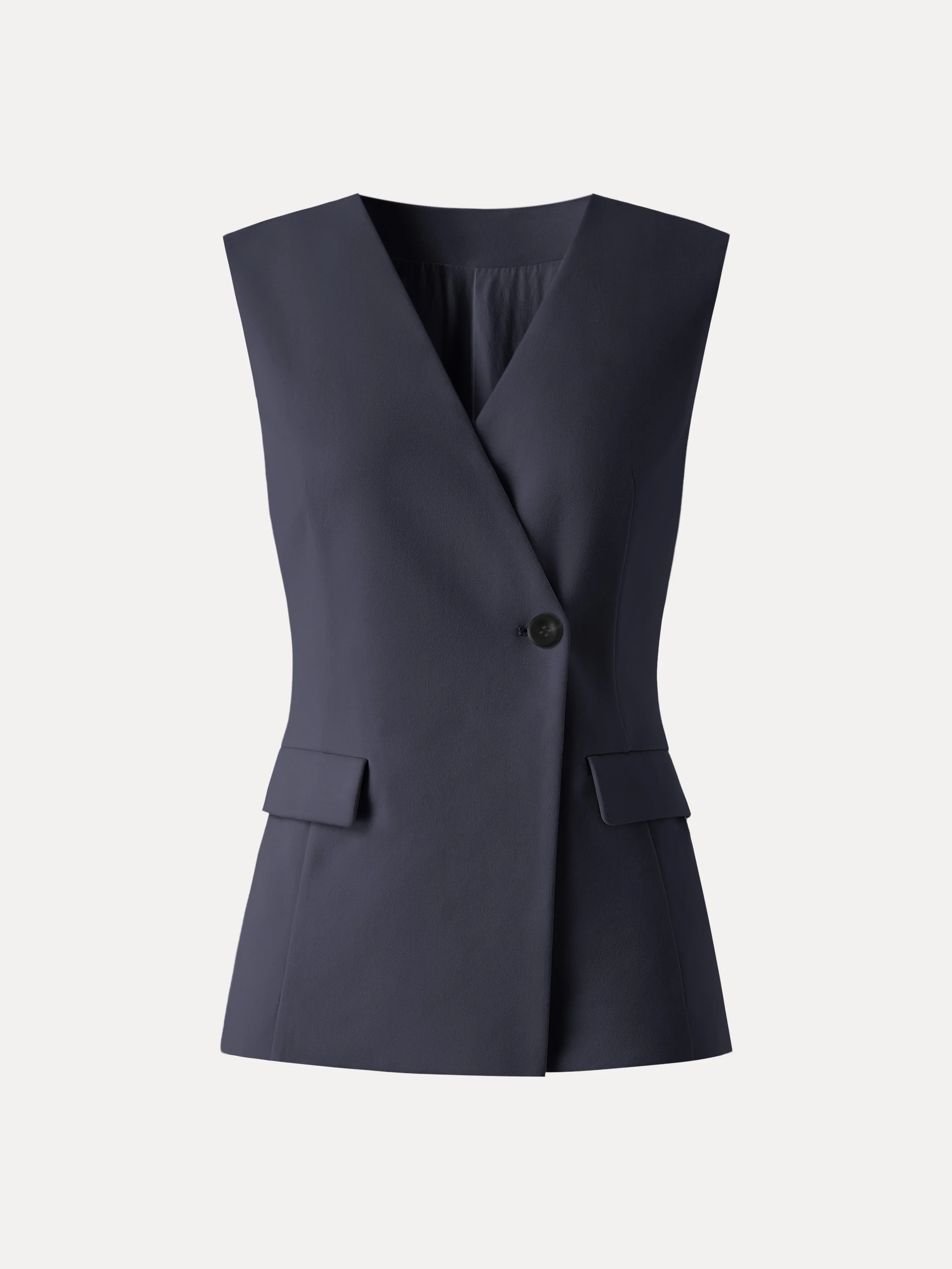 Summer V-Neck Office Staple Waistcoat with Pockets - Image 16