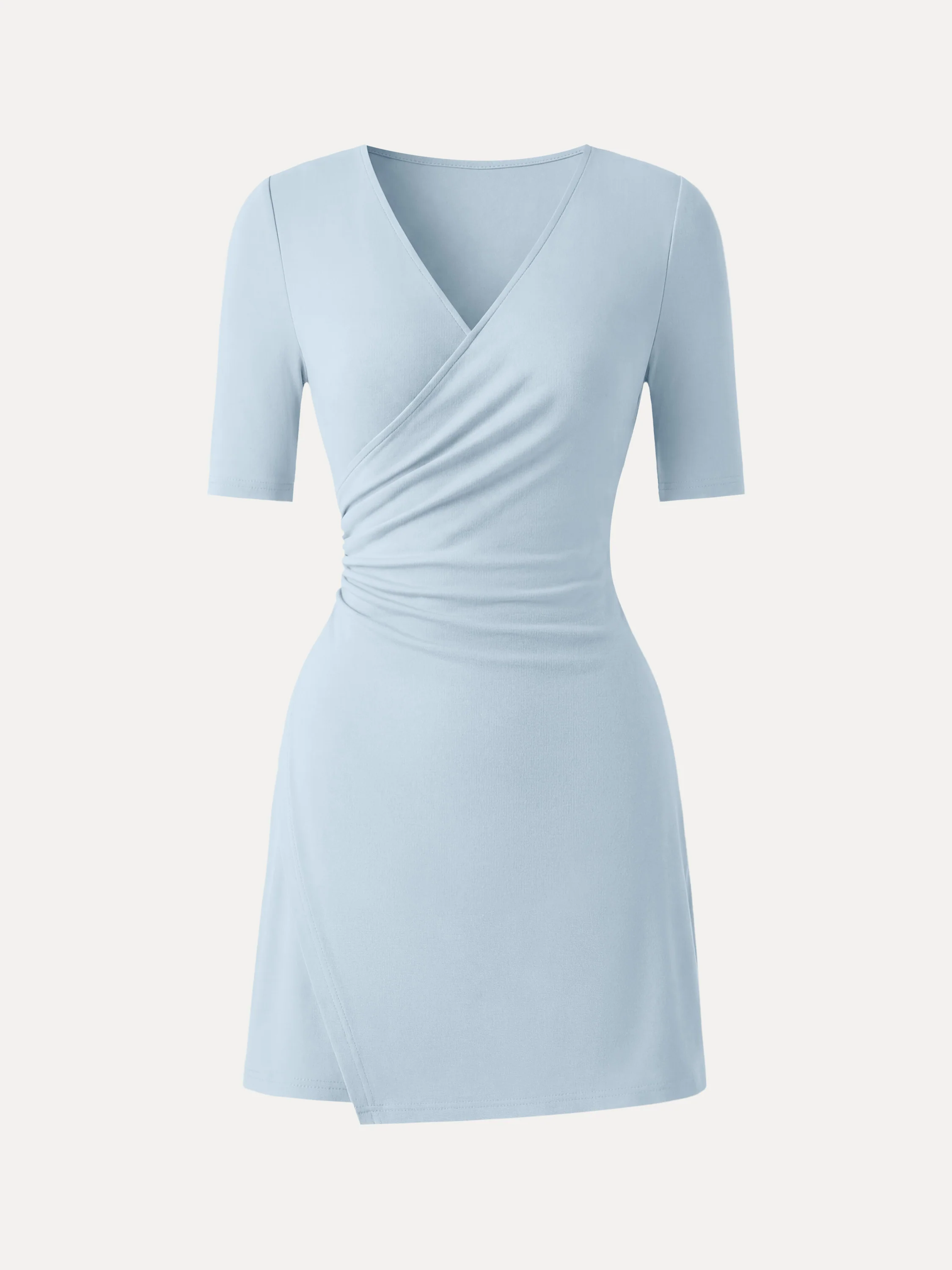 Surplice Ruched Fit-and-Flare Mini Dress - Image 11