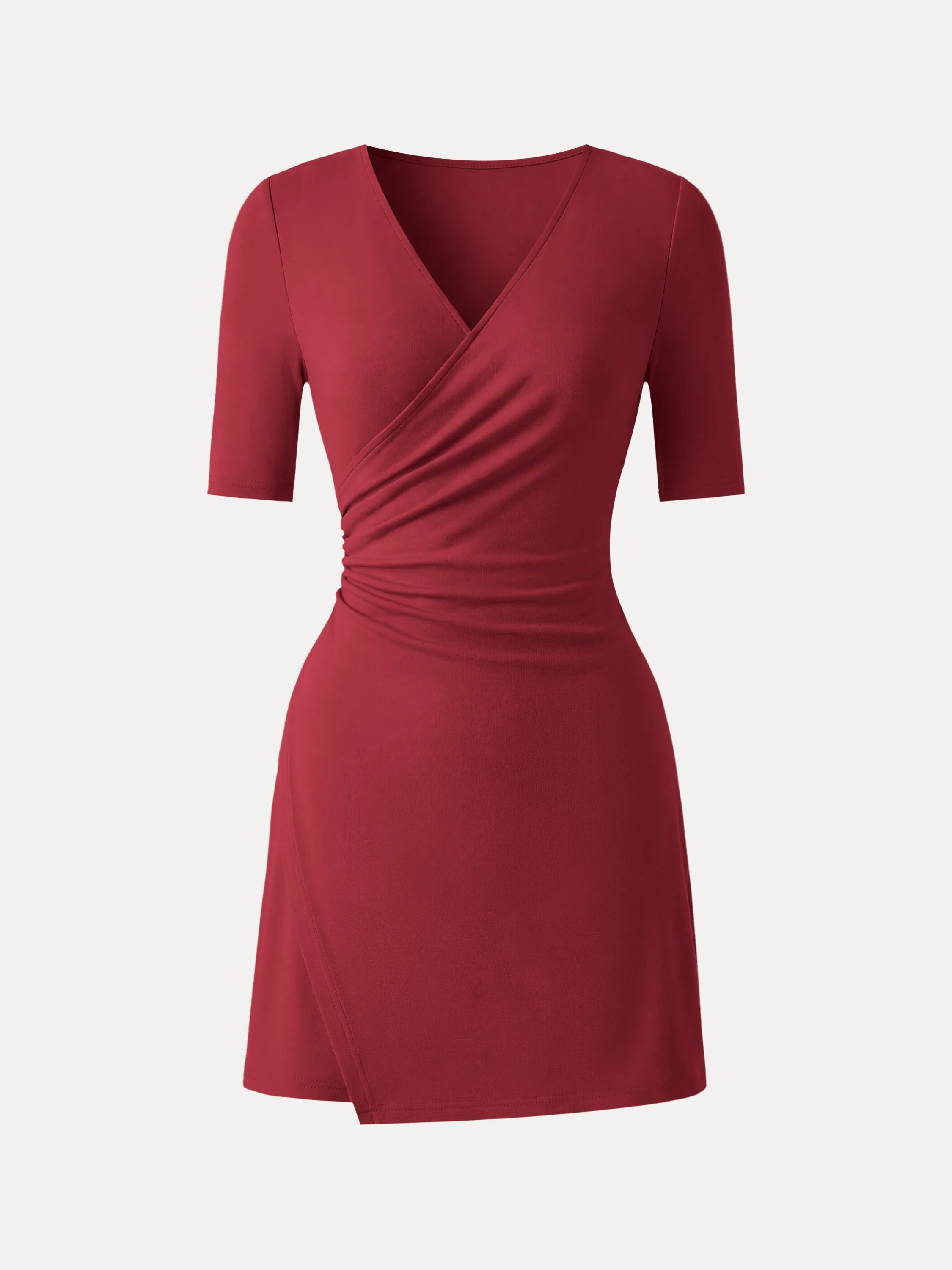 Surplice Ruched Fit-and-Flare Mini Dress - Image 12