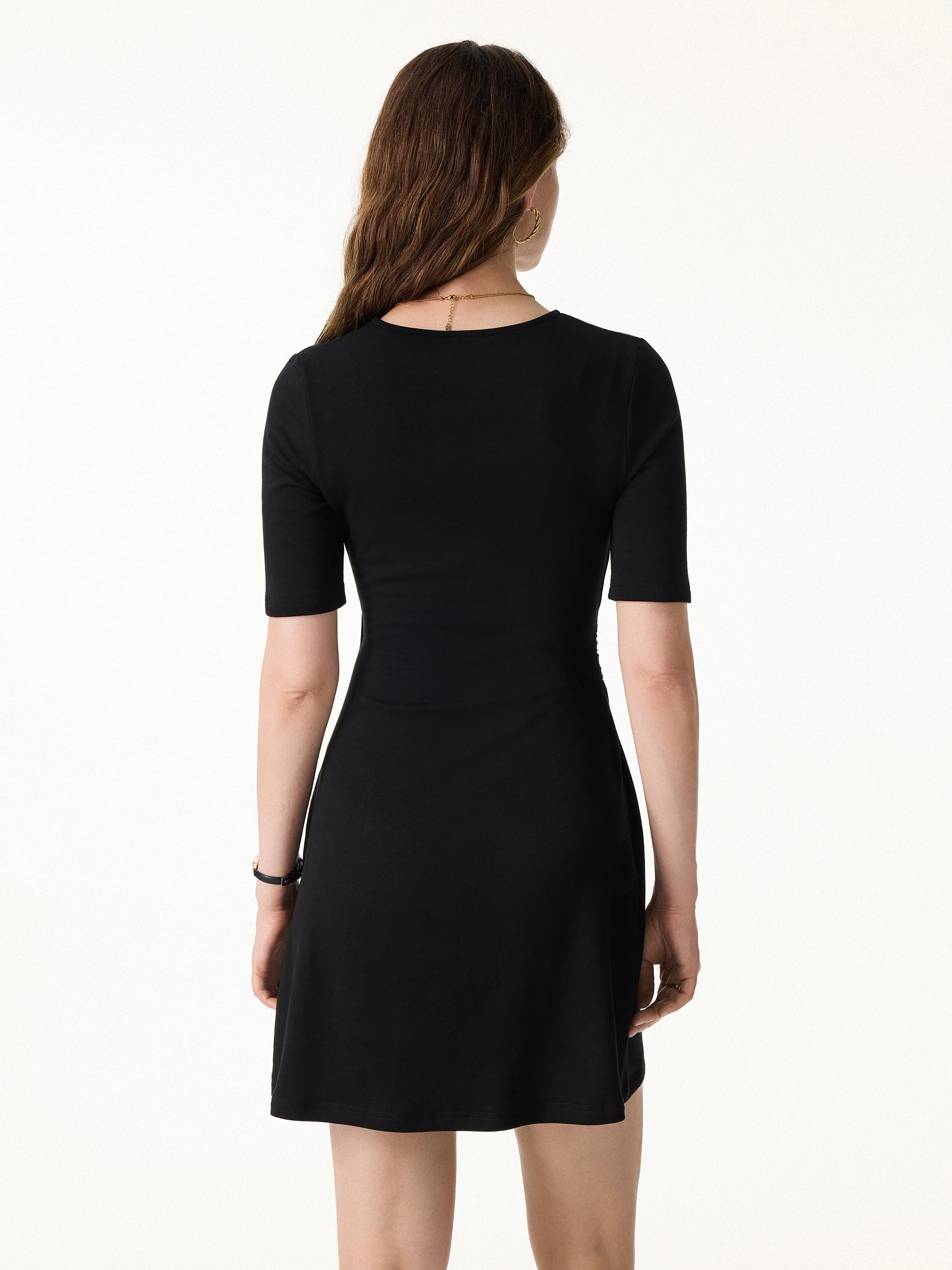 Surplice Ruched Fit-and-Flare Mini Dress - Image 8