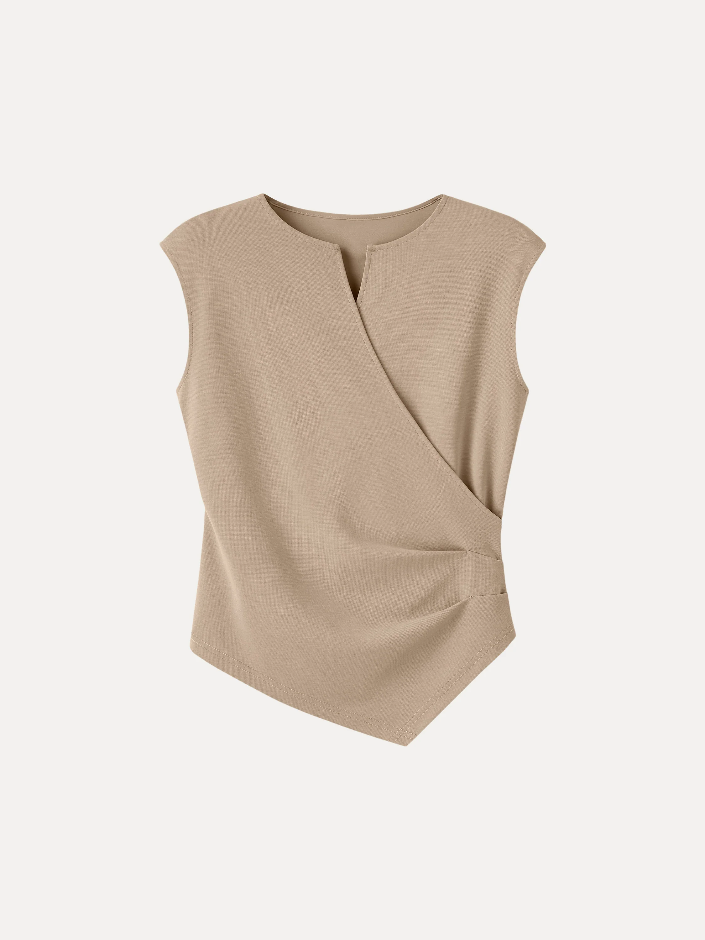 Surplice Wide Shoulder Tucked Angled Tank Top - Image 10