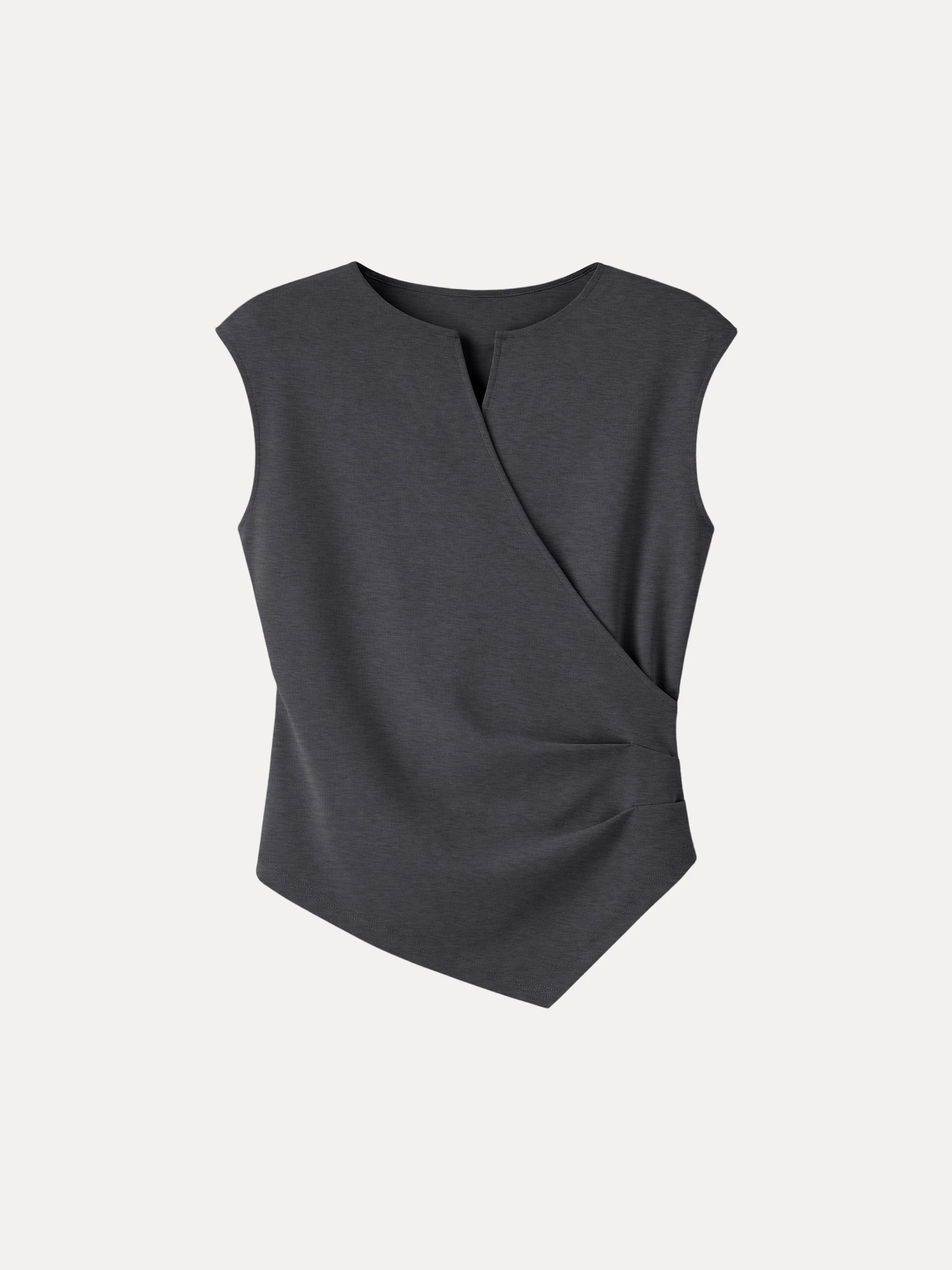 Surplice Wide Shoulder Tucked Angled Tank Top - Image 13