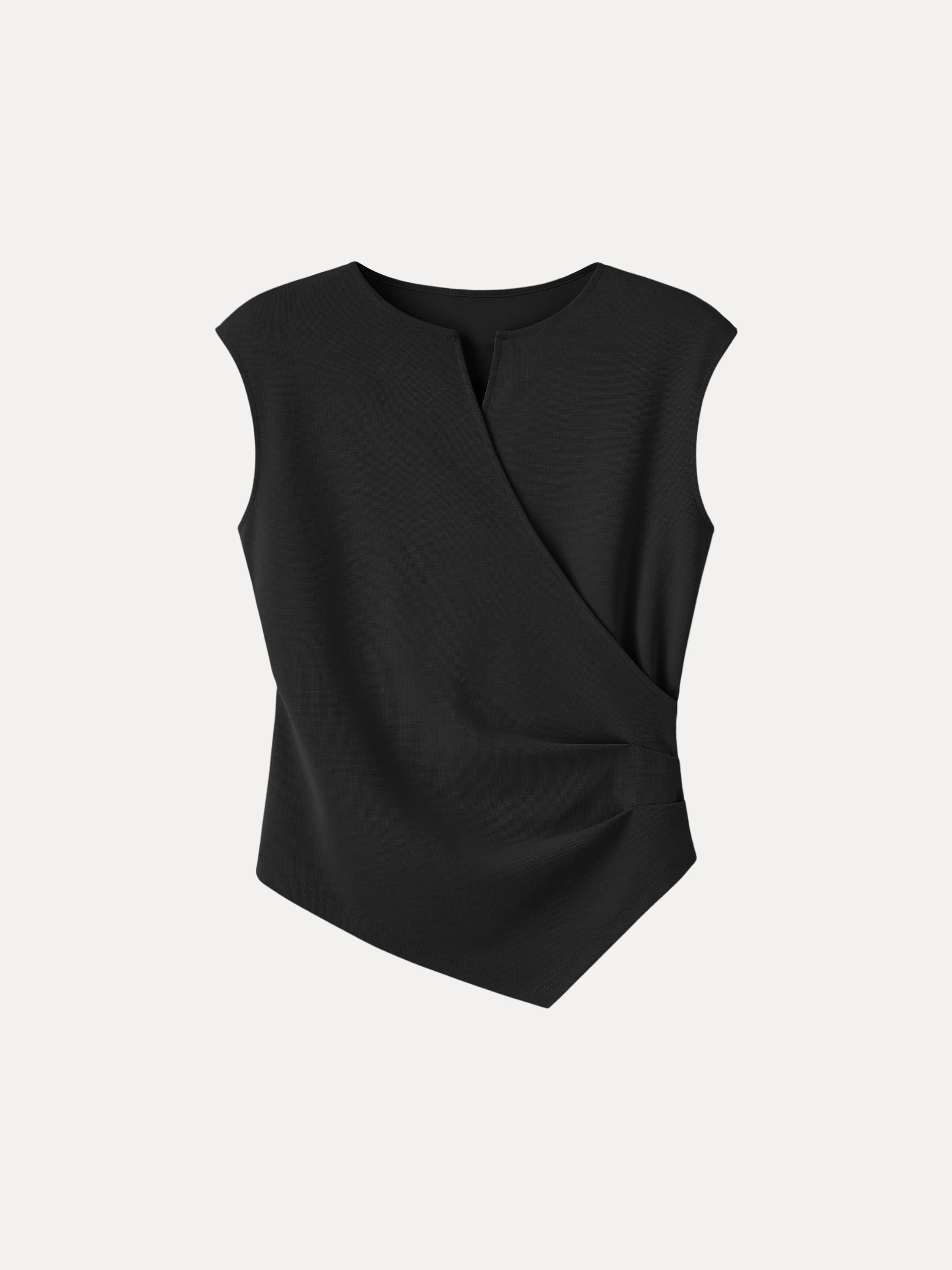 Surplice Wide Shoulder Tucked Angled Tank Top - Image 14