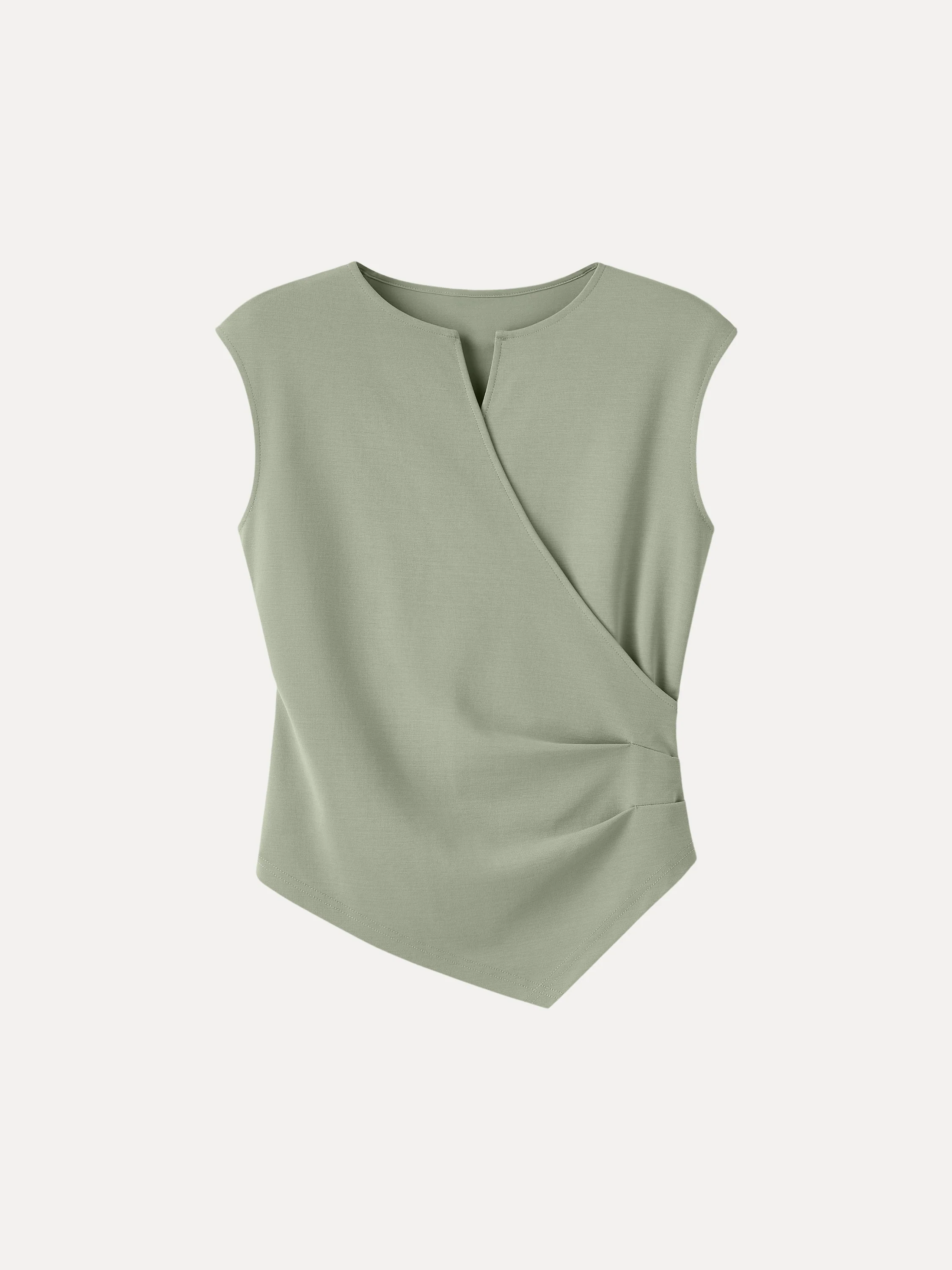 Surplice Wide Shoulder Tucked Angled Tank Top - Image 9