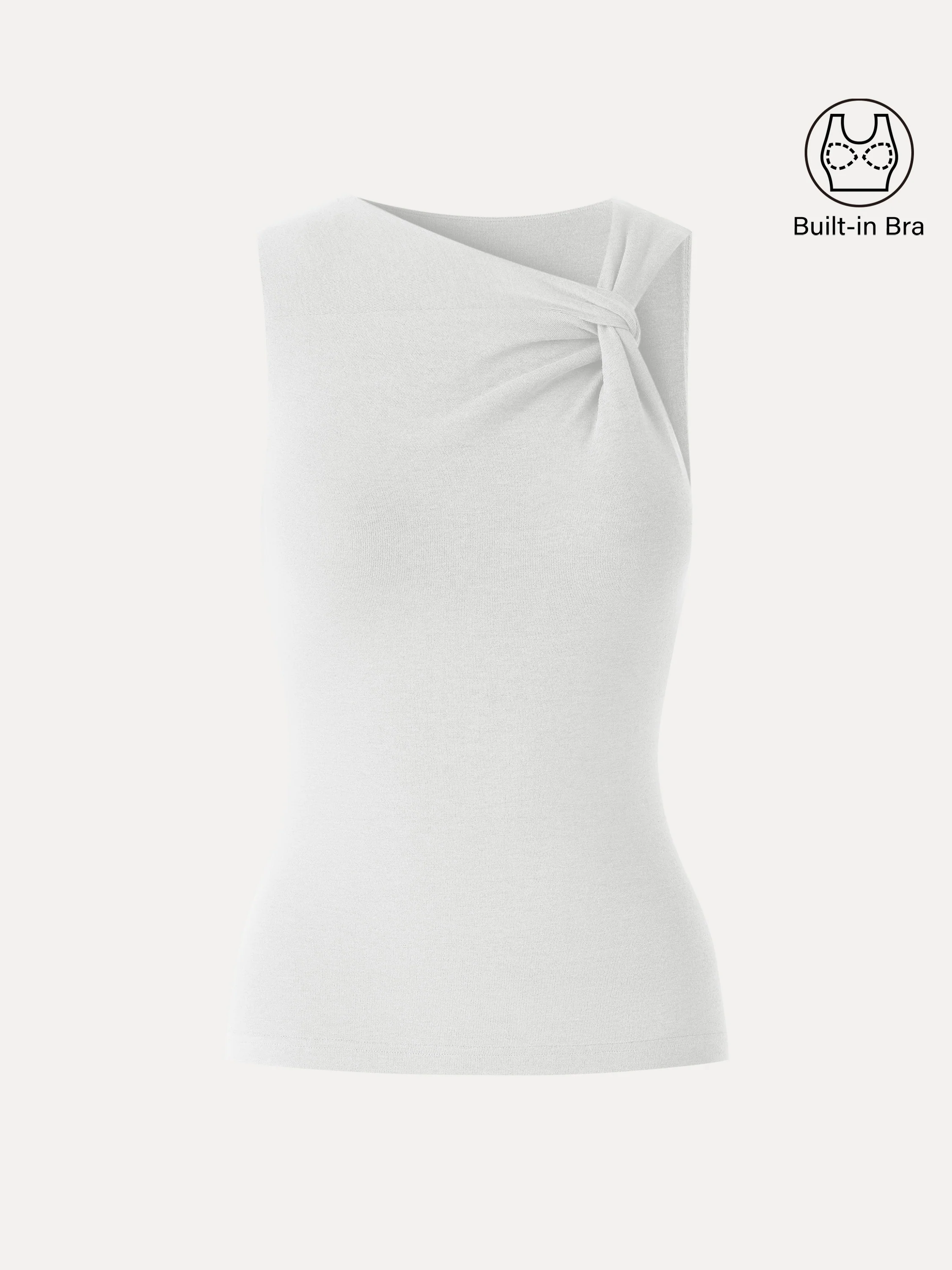 Sweat-Wicking Asymmetrical Neck Knotted Bra Tank - Image 11