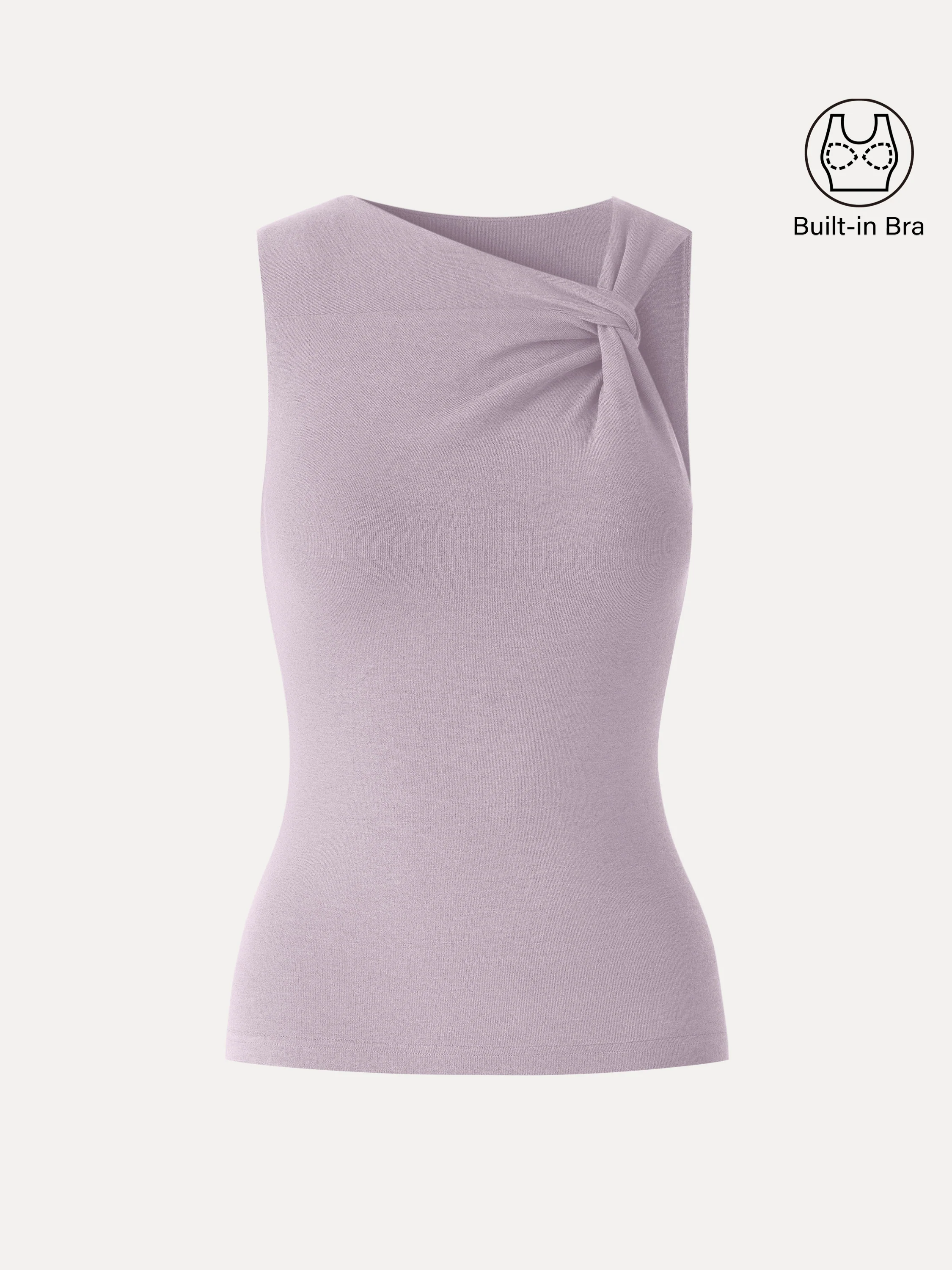 Sweat-Wicking Asymmetrical Neck Knotted Bra Tank - Image 12