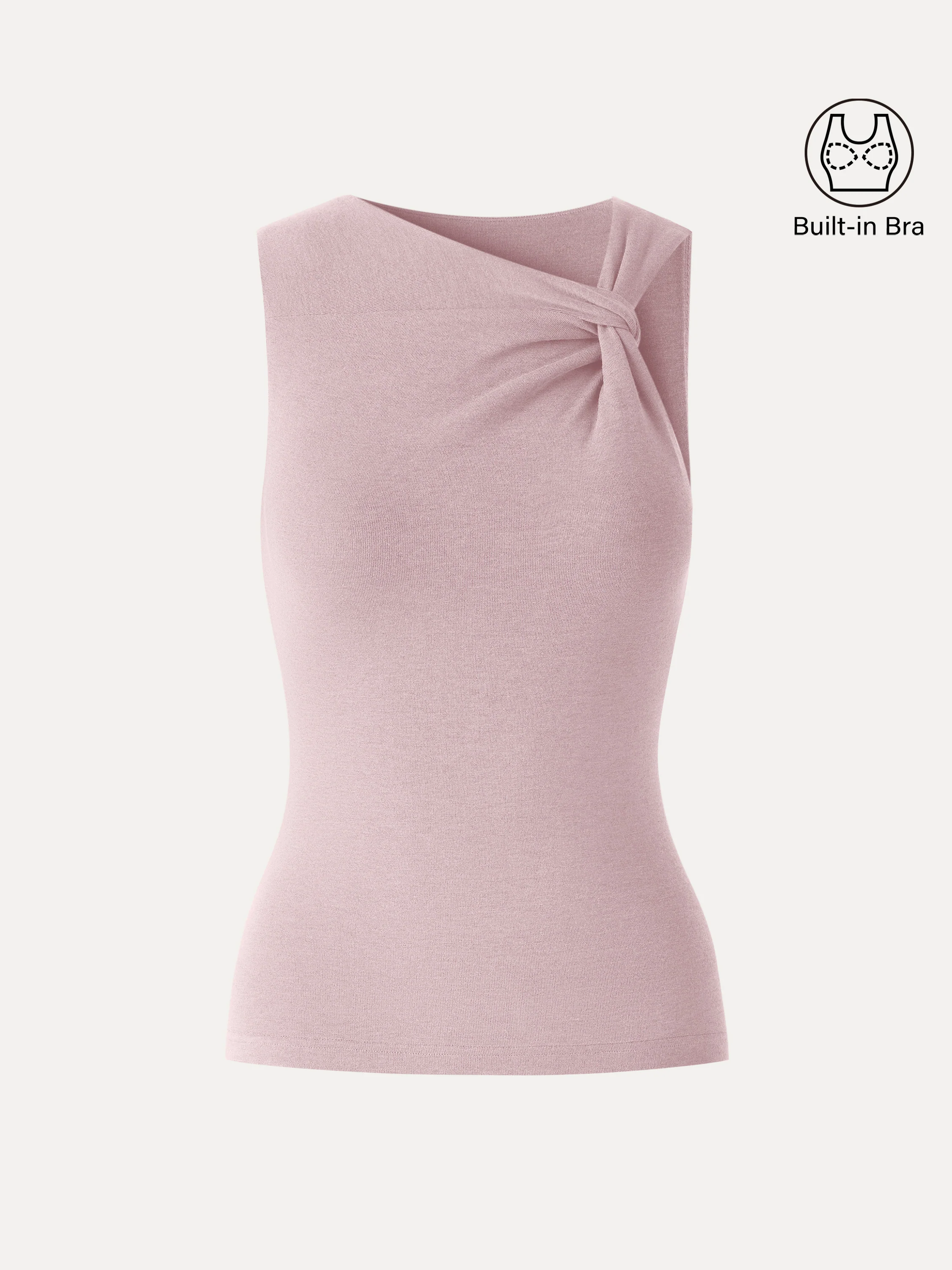 Sweat-Wicking Asymmetrical Neck Knotted Bra Tank - Image 13