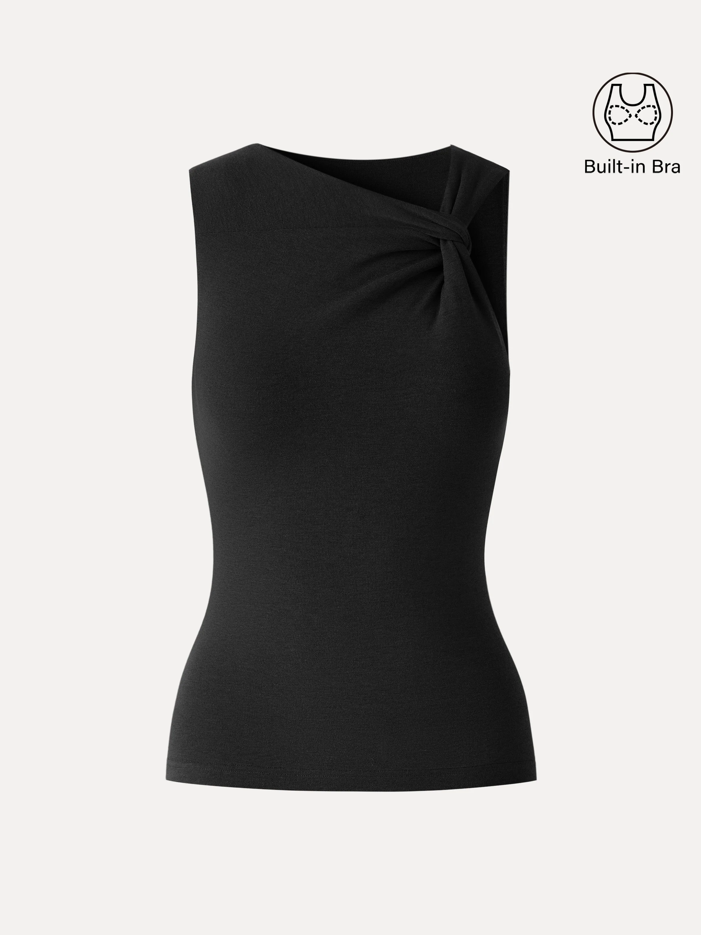 Sweat-Wicking Asymmetrical Neck Knotted Bra Tank - Image 15