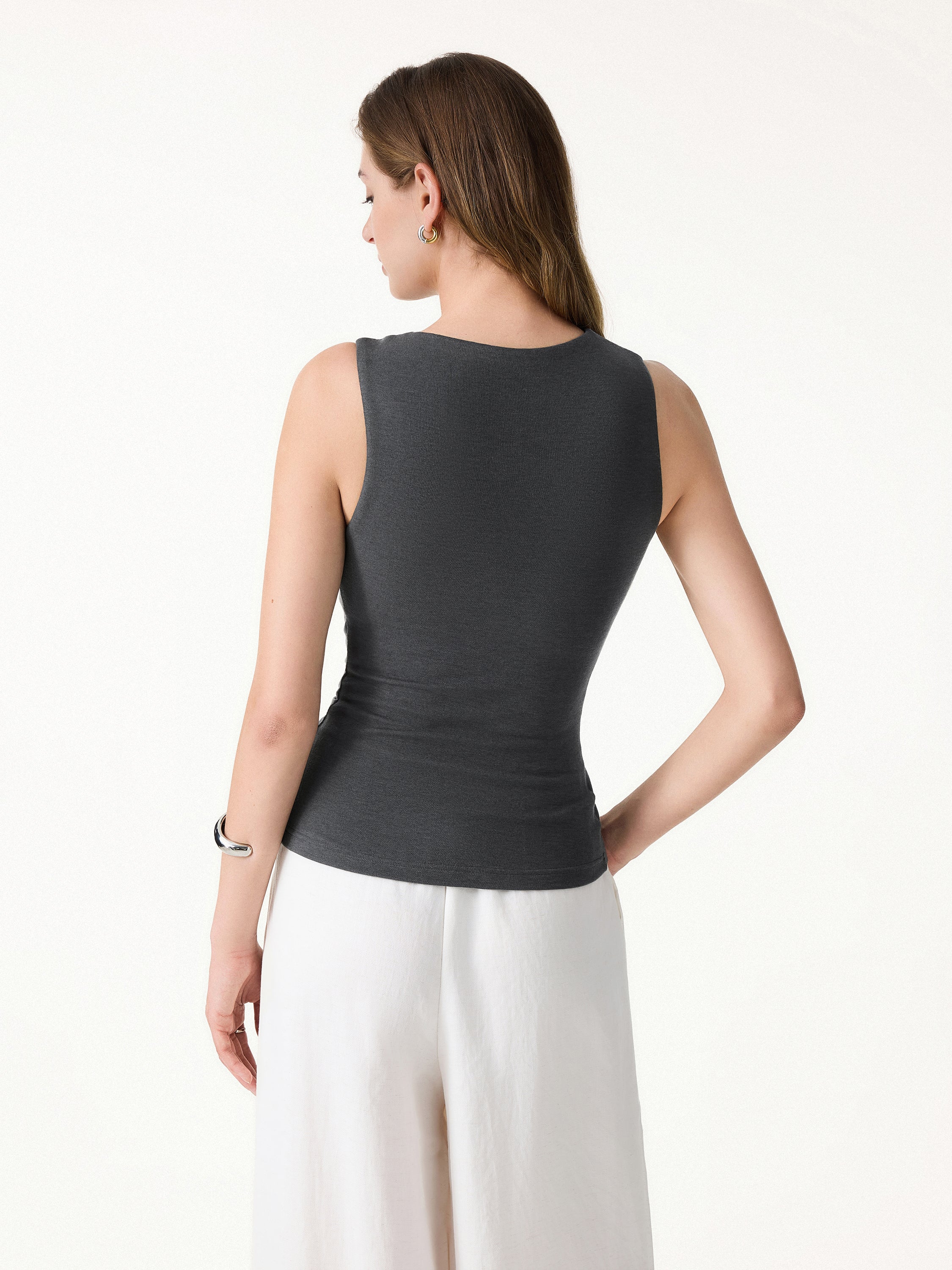 Sweat-Wicking Asymmetrical Neck Knotted Bra Tank - Image 6