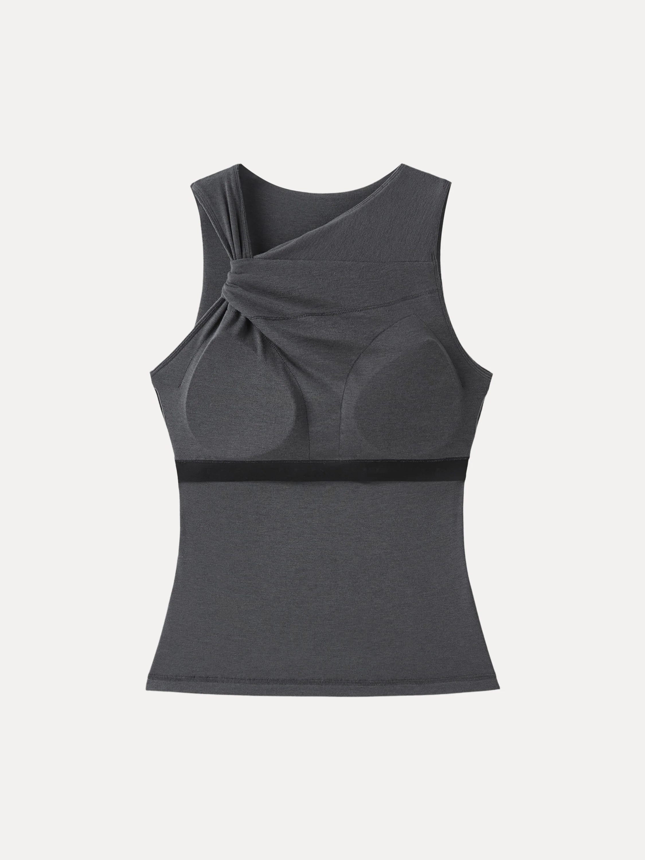 Sweat-Wicking Asymmetrical Neck Knotted Bra Tank - Image 7