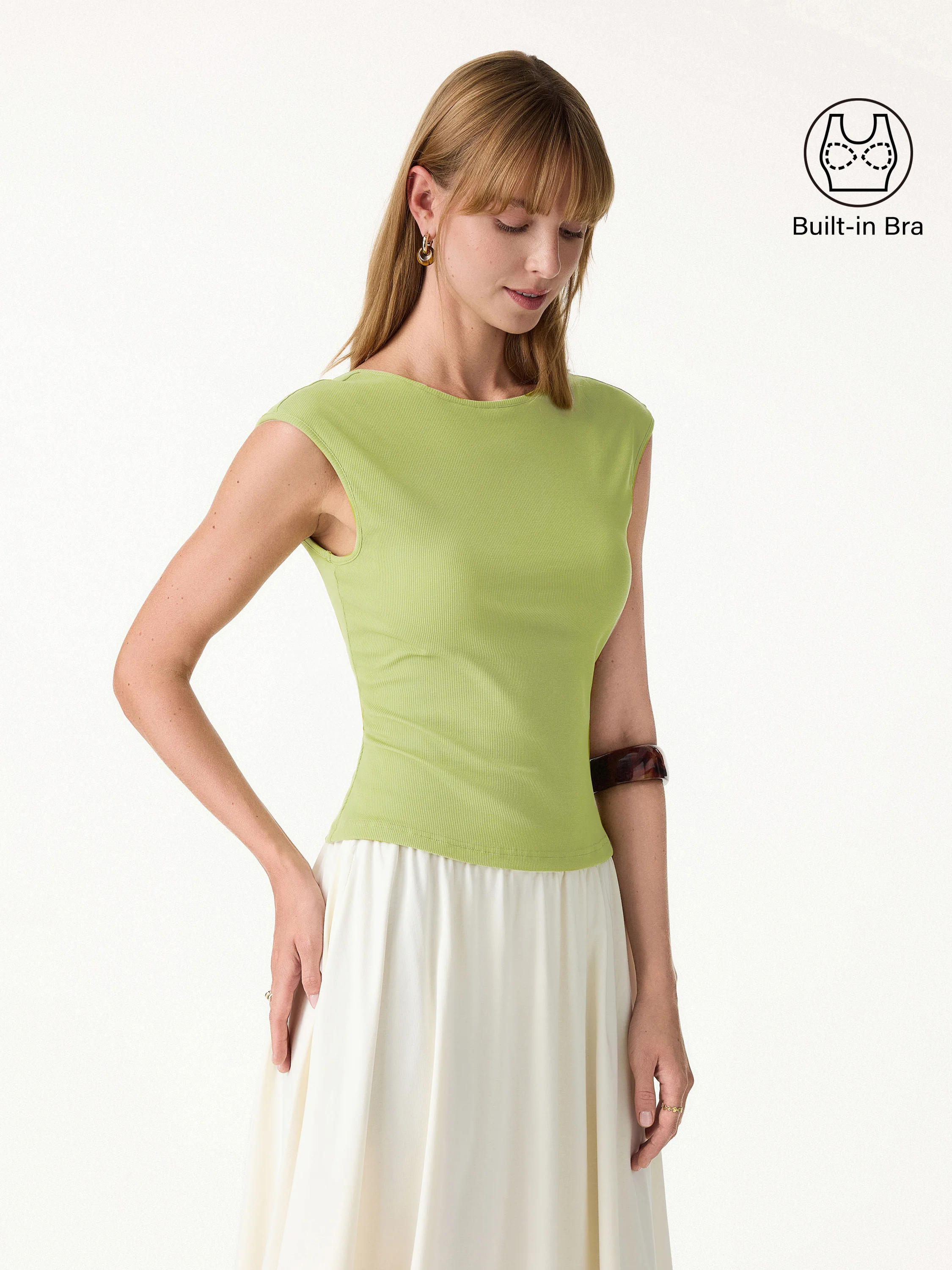 Sweat-Wicking Boatneck Open Back Bra Top - Image 8