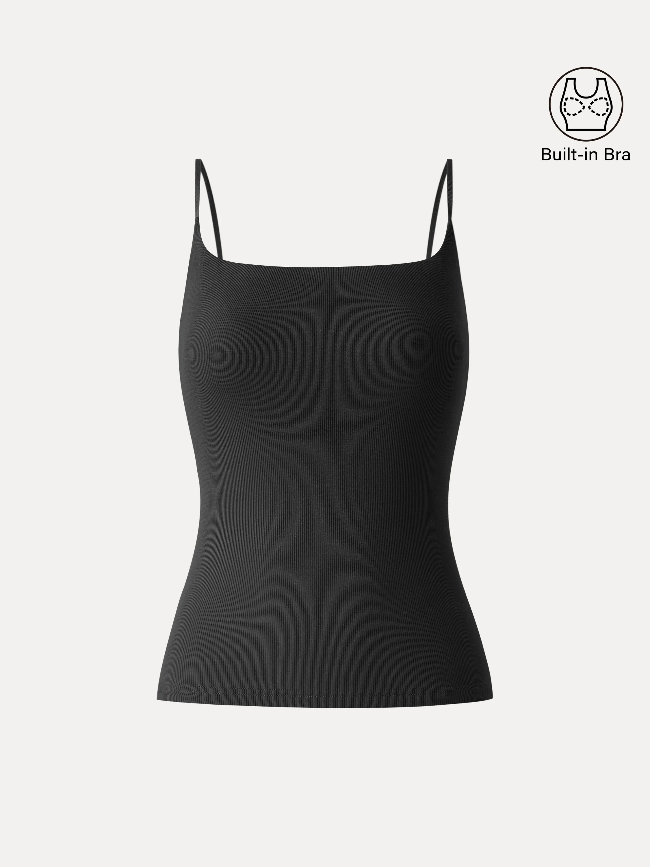 Sweat-Wicking Square Neck Stretchy Spaghetti Bra Tank - Image 10