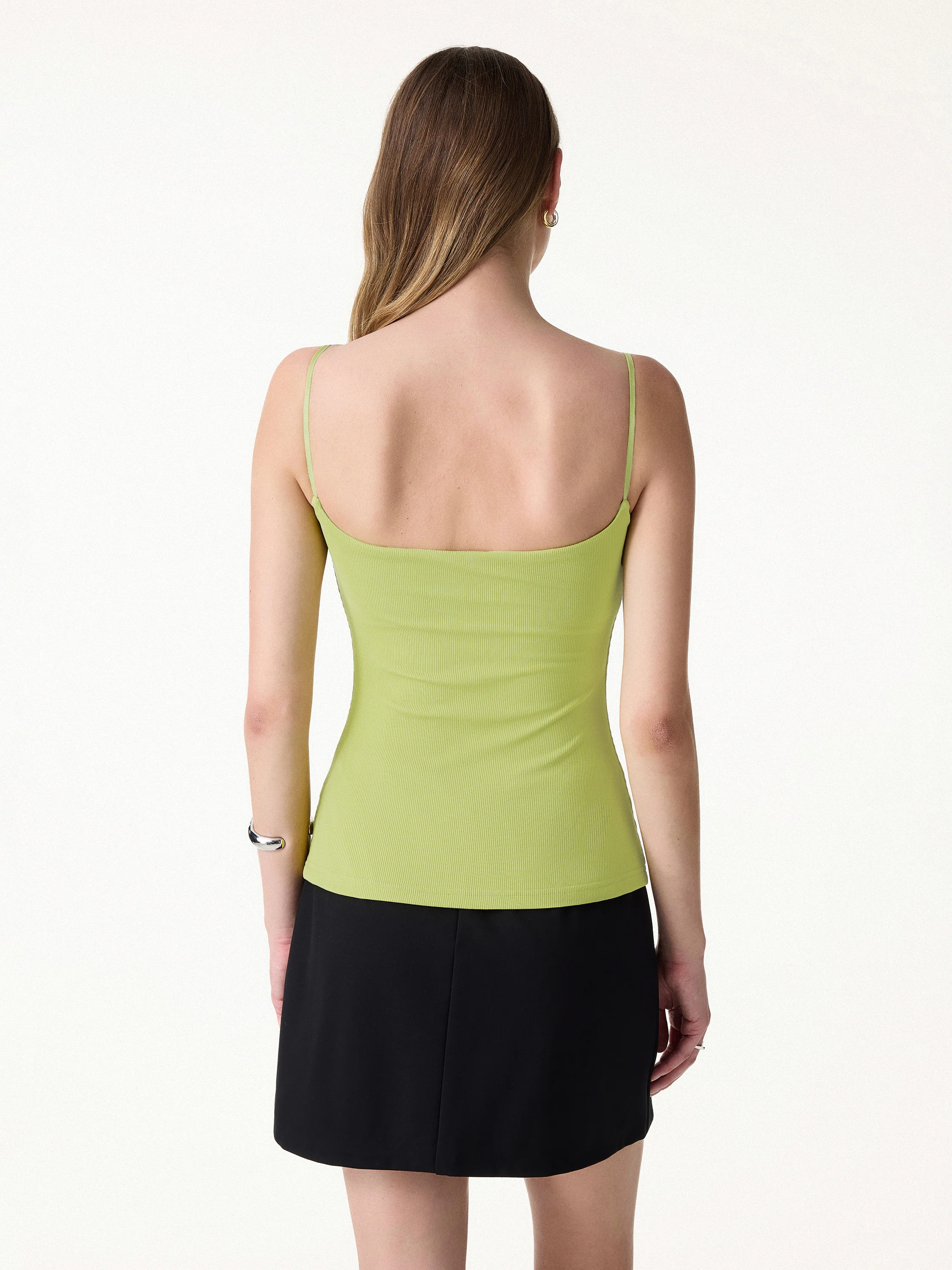 Sweat-Wicking Square Neck Stretchy Spaghetti Bra Tank - Image 16