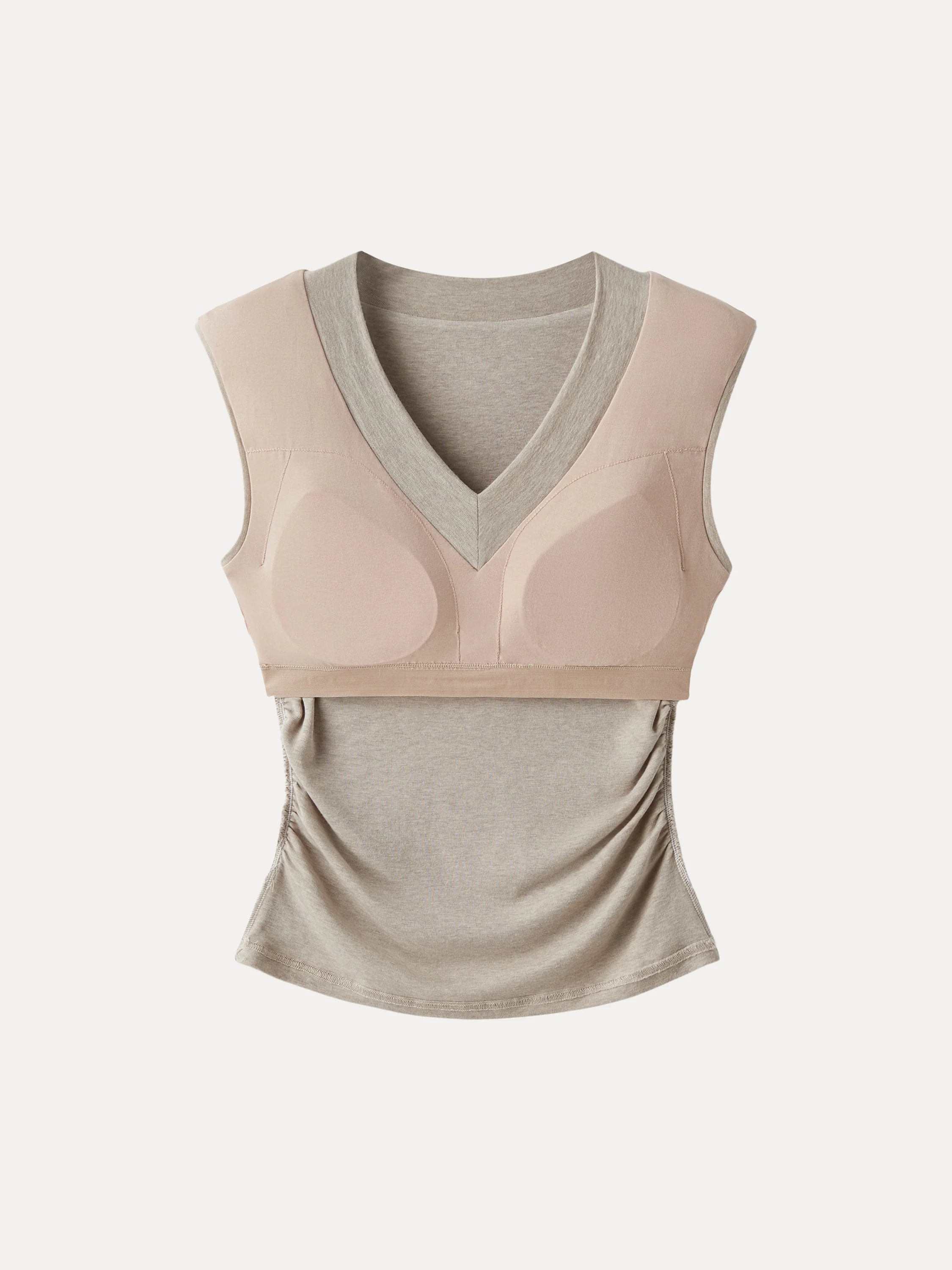 Sweat-Wicking V-Neck Wide Shoulder Ruched Bra Top - Image 9