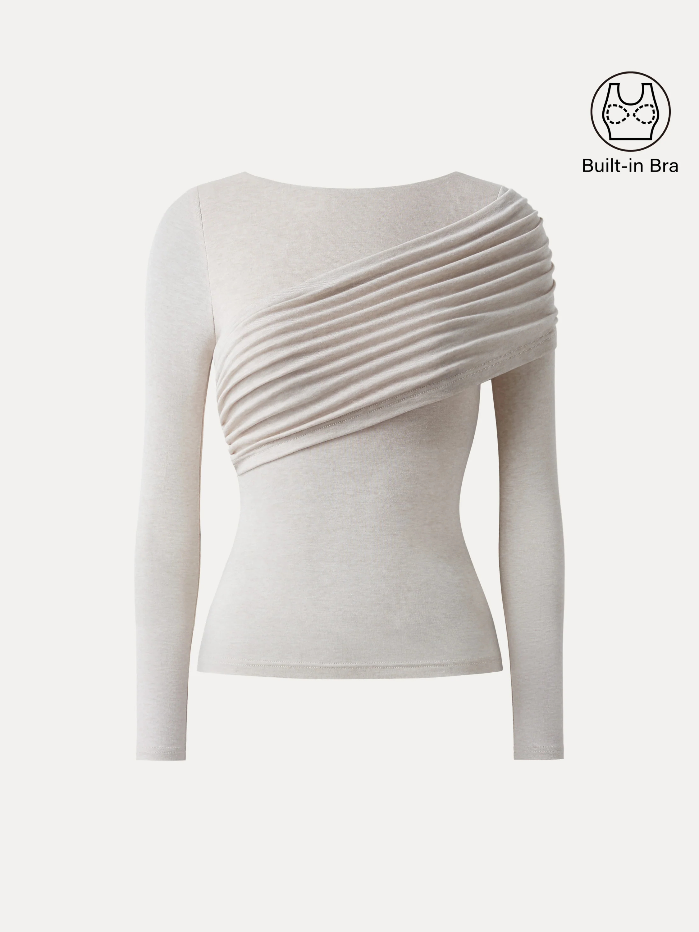 Tencel-Wool Gathered Semi Sheer Long Sleeve Bra Top - Image 10