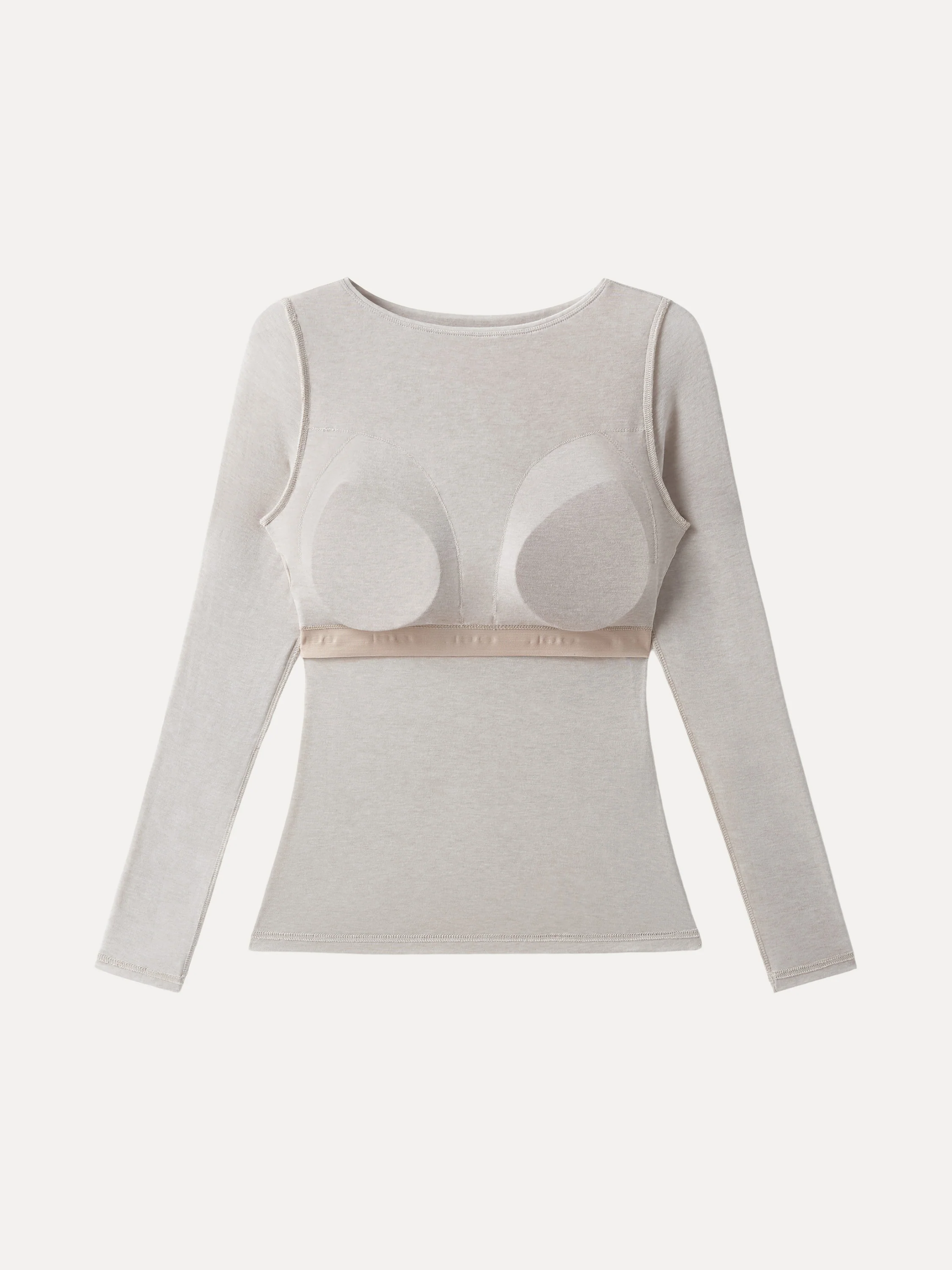Tencel-Wool Gathered Semi Sheer Long Sleeve Bra Top - Image 11