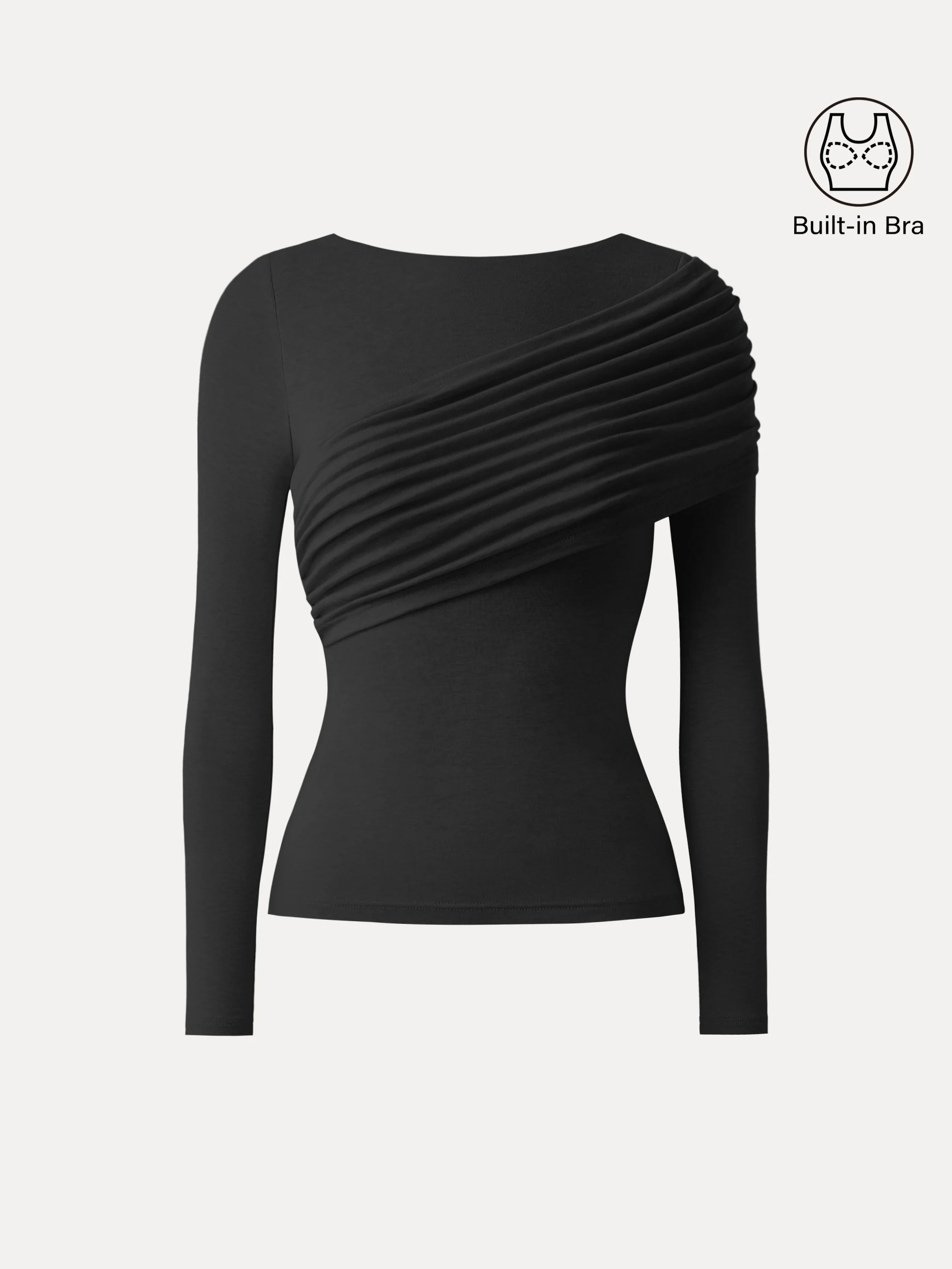 Tencel-Wool Gathered Semi Sheer Long Sleeve Bra Top - Image 12