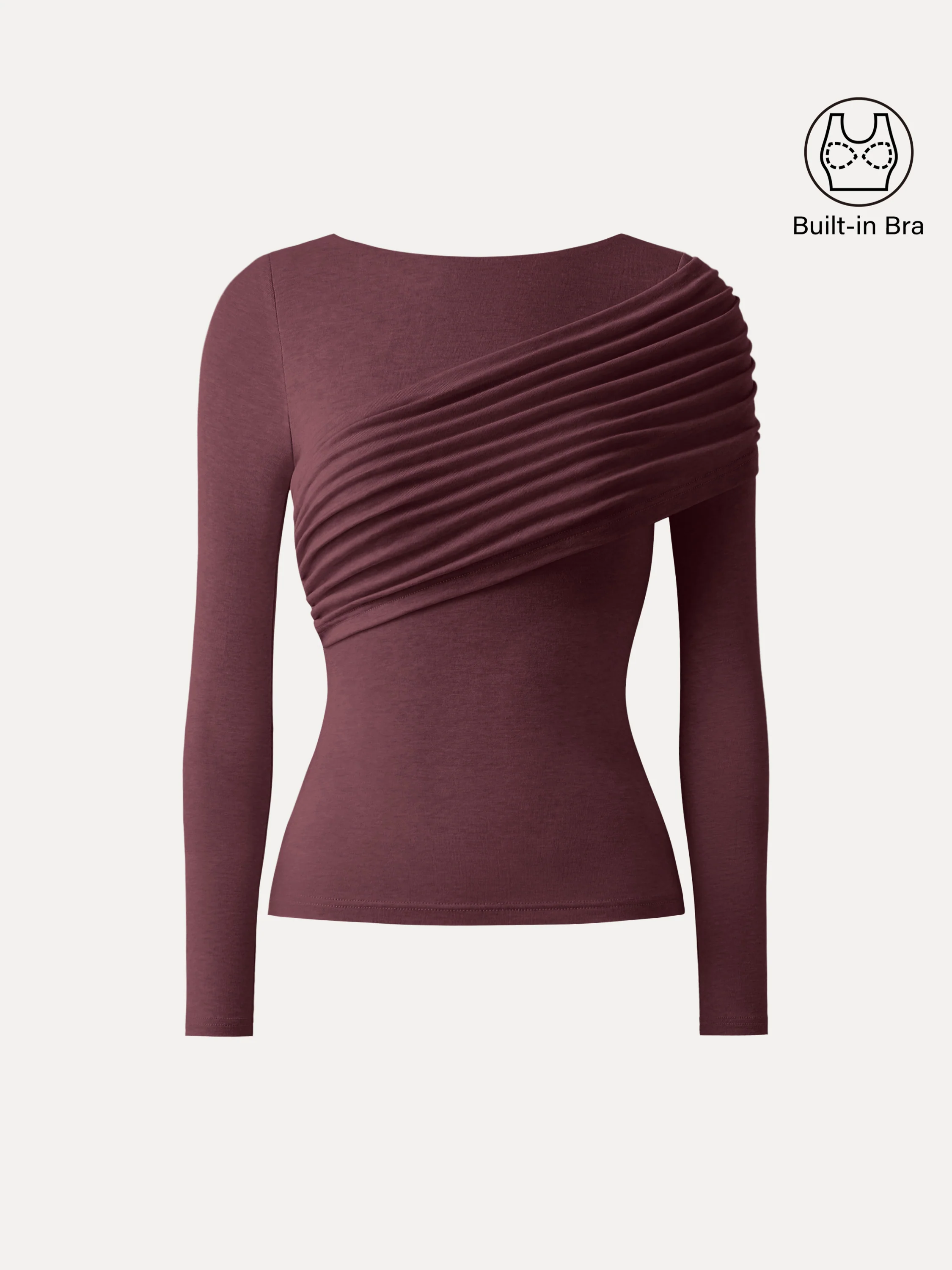 Tencel-Wool Gathered Semi Sheer Long Sleeve Bra Top - Image 13