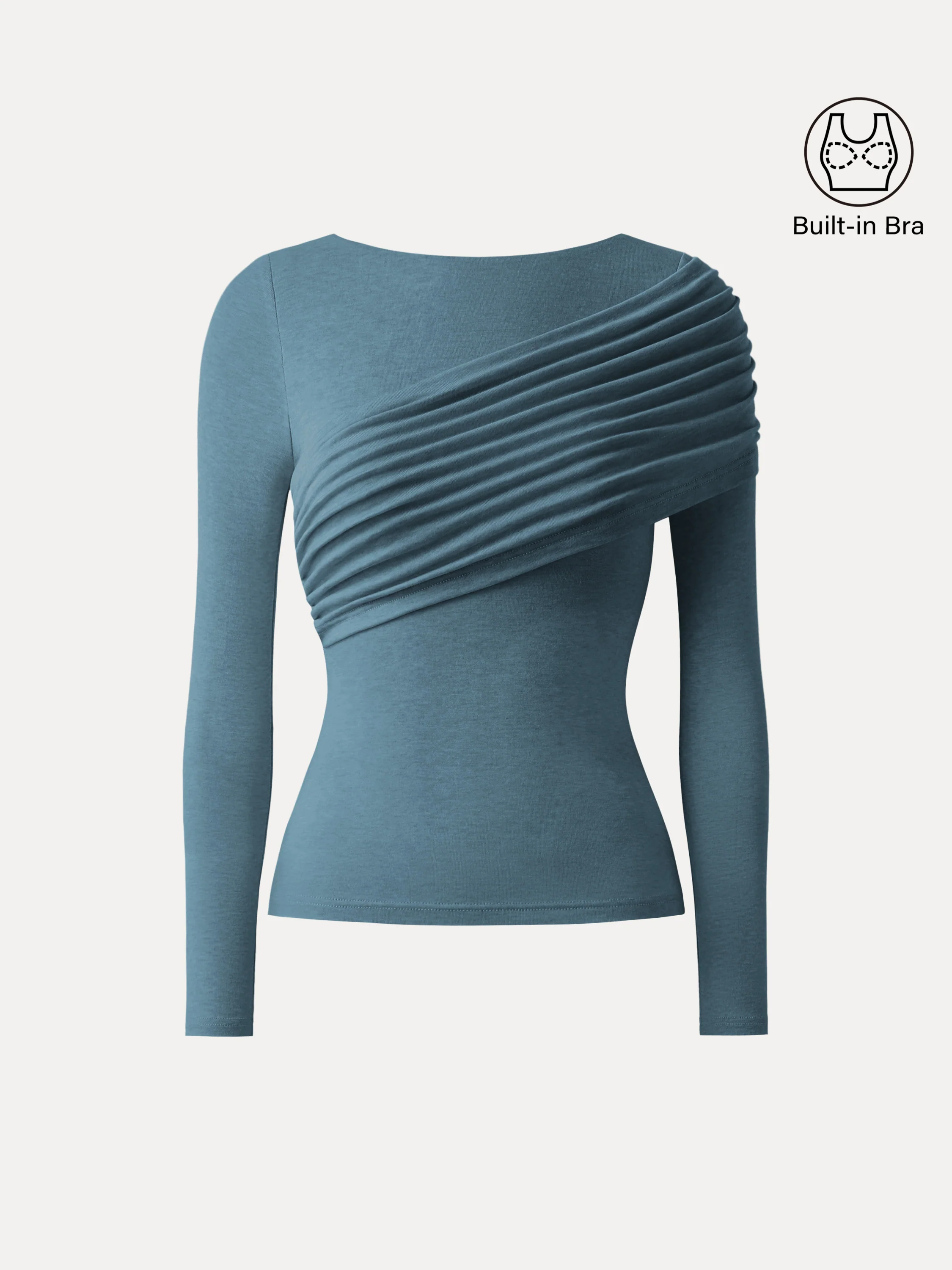 Tencel-Wool Gathered Semi Sheer Long Sleeve Bra Top - Image 14