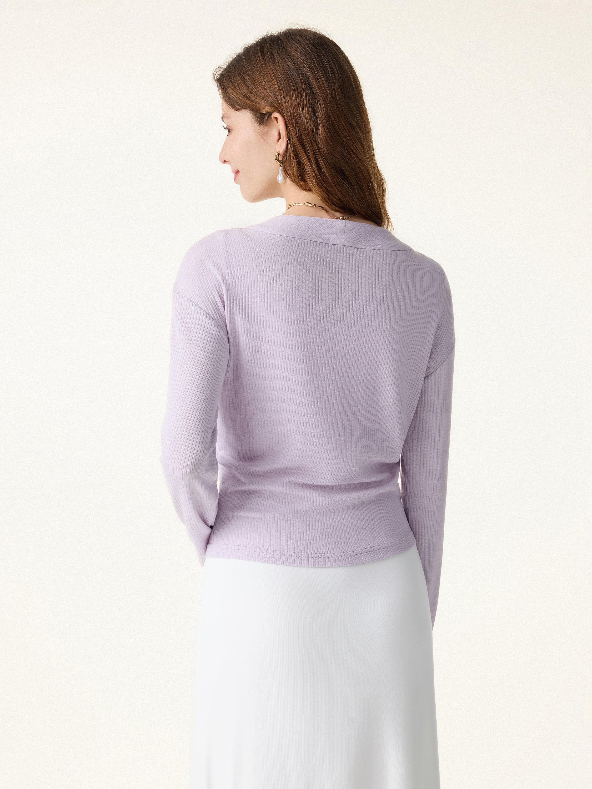 Textured Rib Relaxed V-Neck Button-Up Cardigan - Image 8