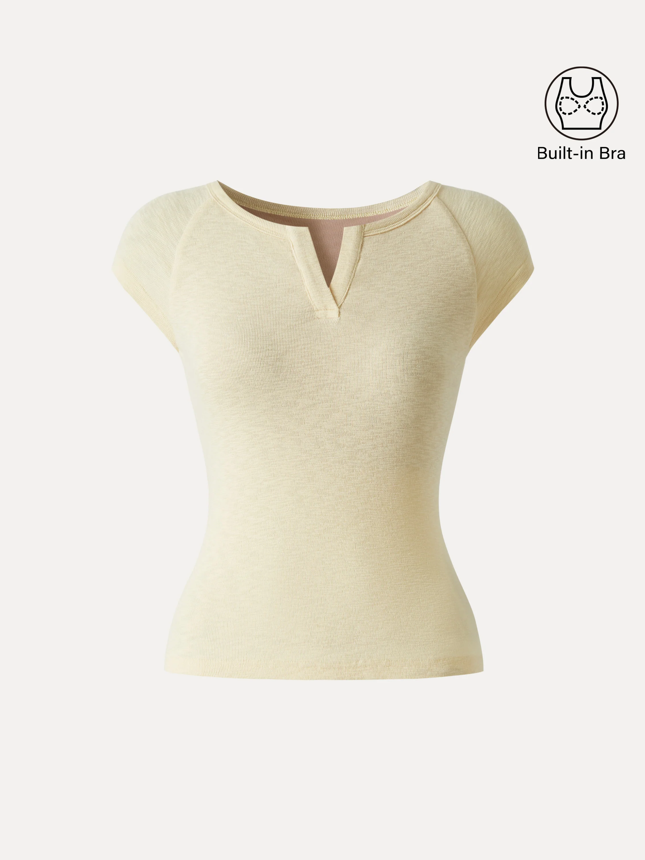 Textured Stretch Cotton Raglan Cap Sleeve Bra Tee - Image 10