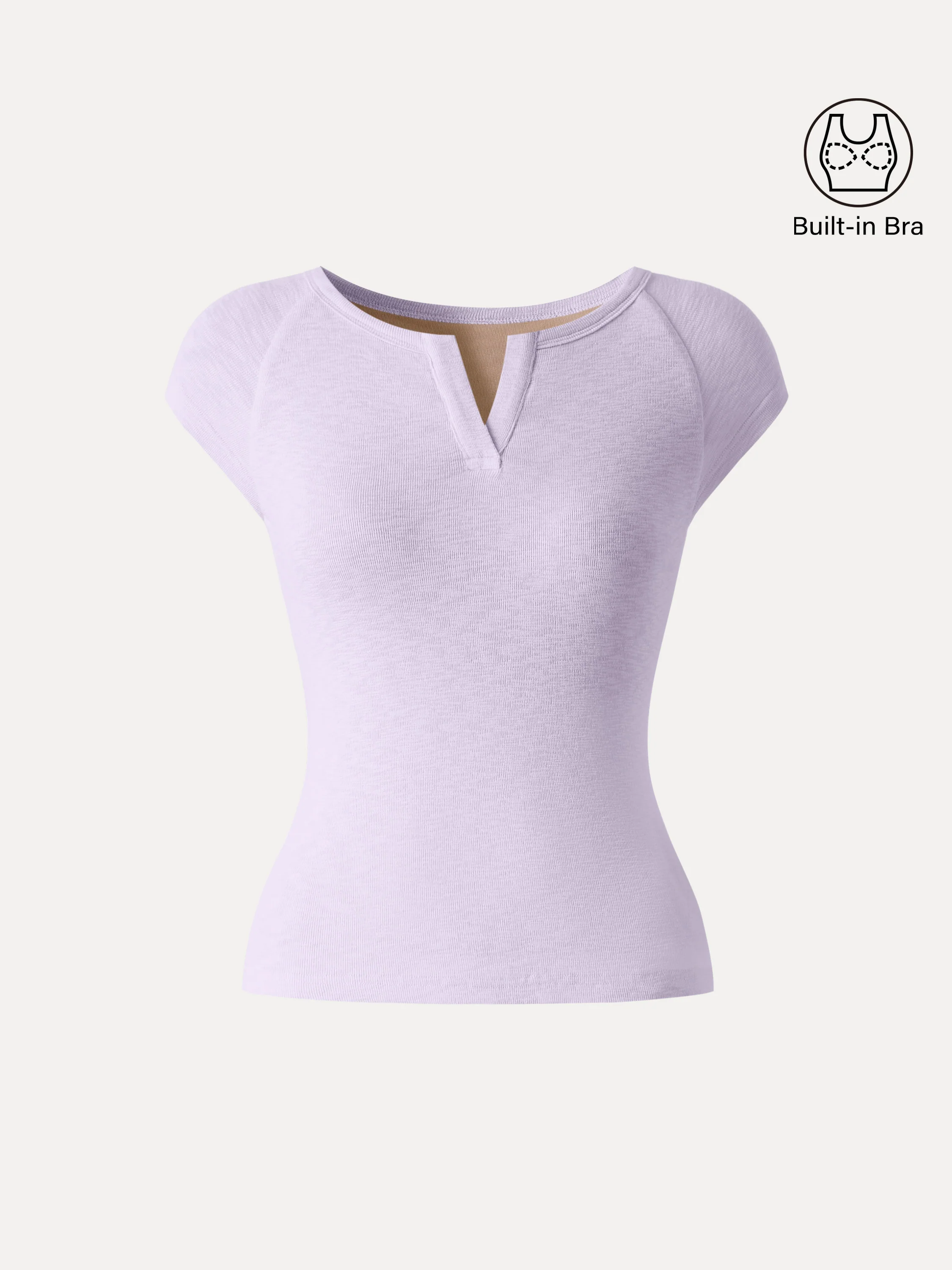 Textured Stretch Cotton Raglan Cap Sleeve Bra Tee - Image 11