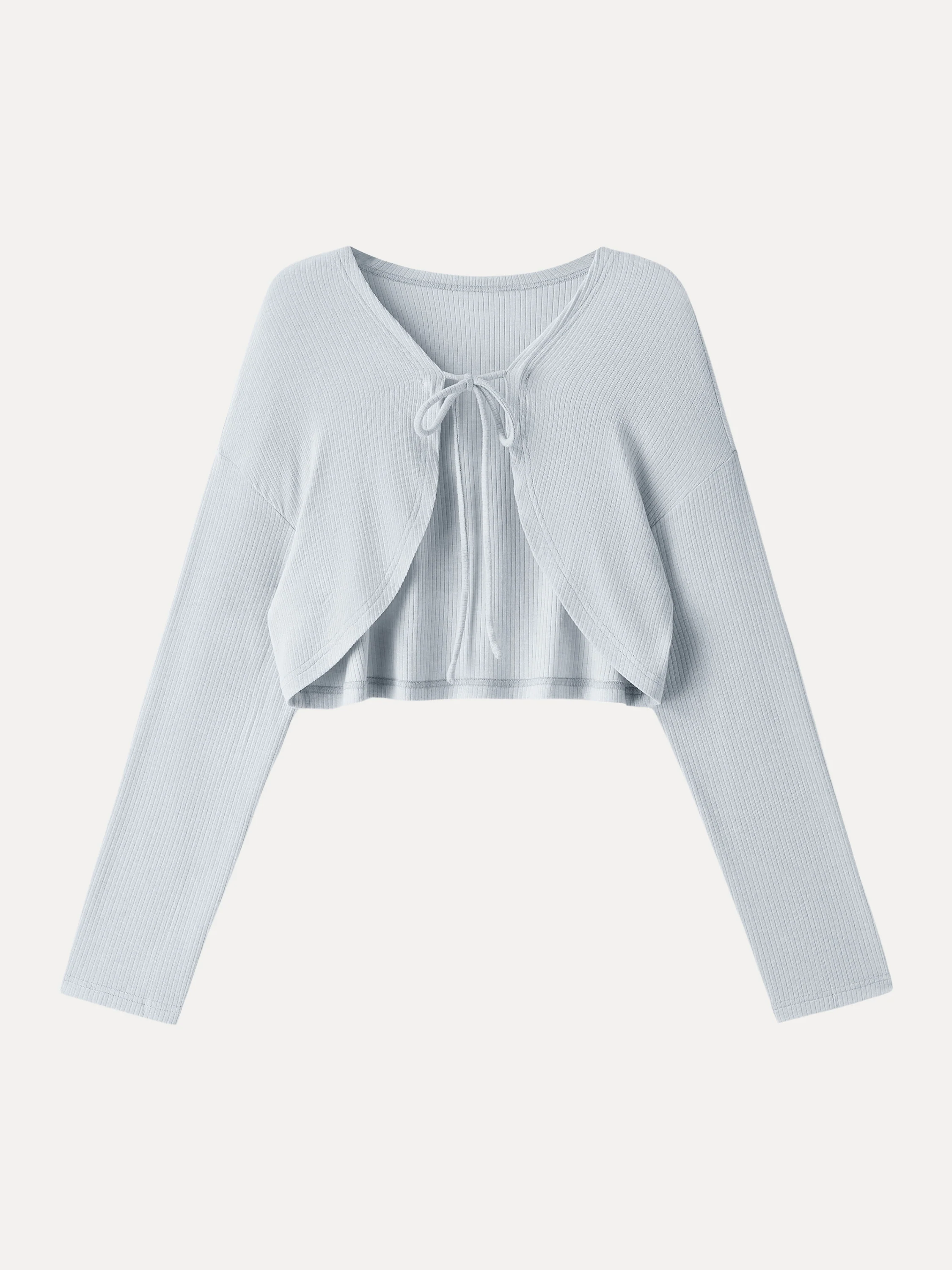 Textured Summer Cropped Cardigan with Tie - Image 11
