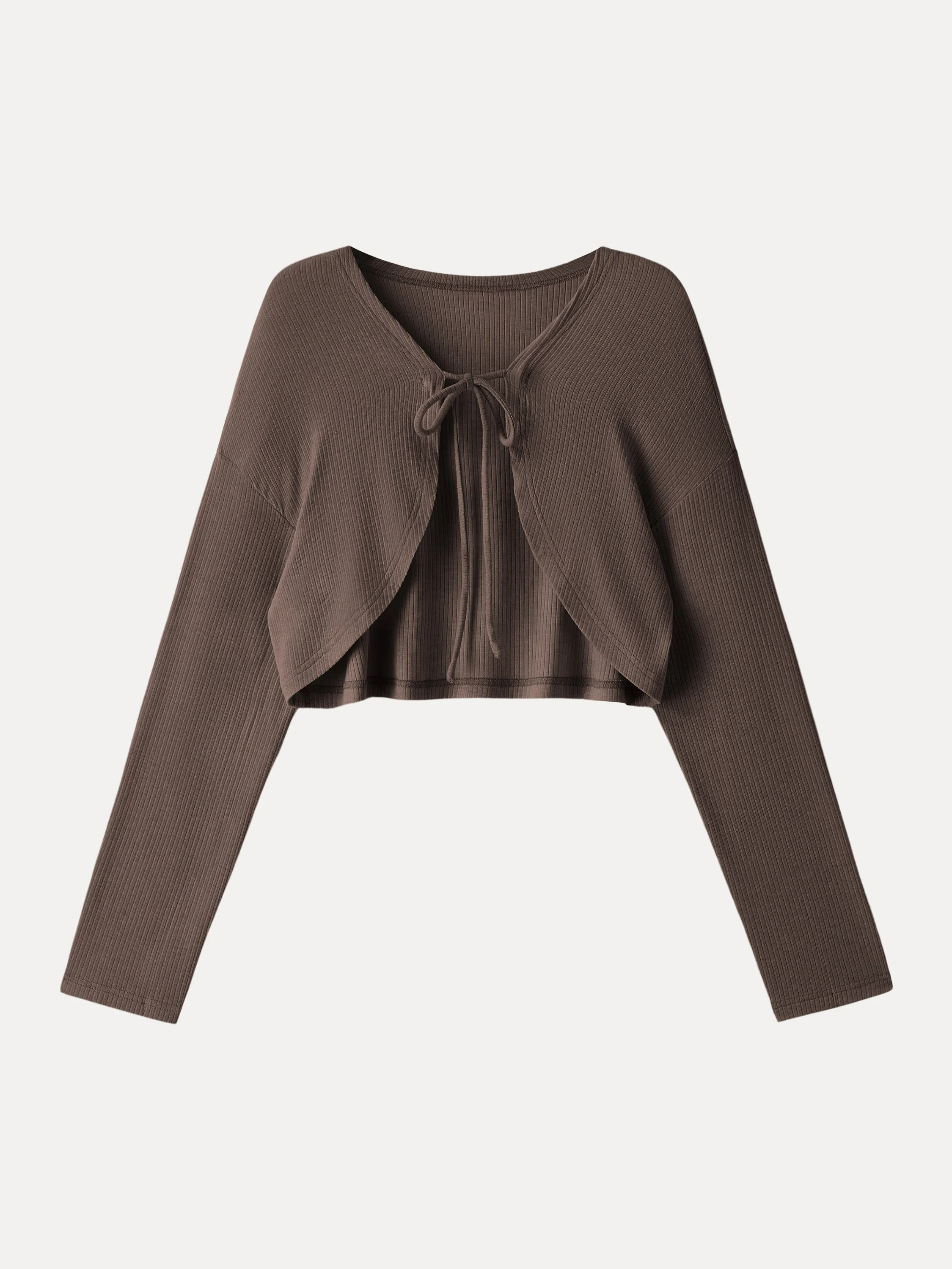 Textured Summer Cropped Cardigan with Tie - Image 12