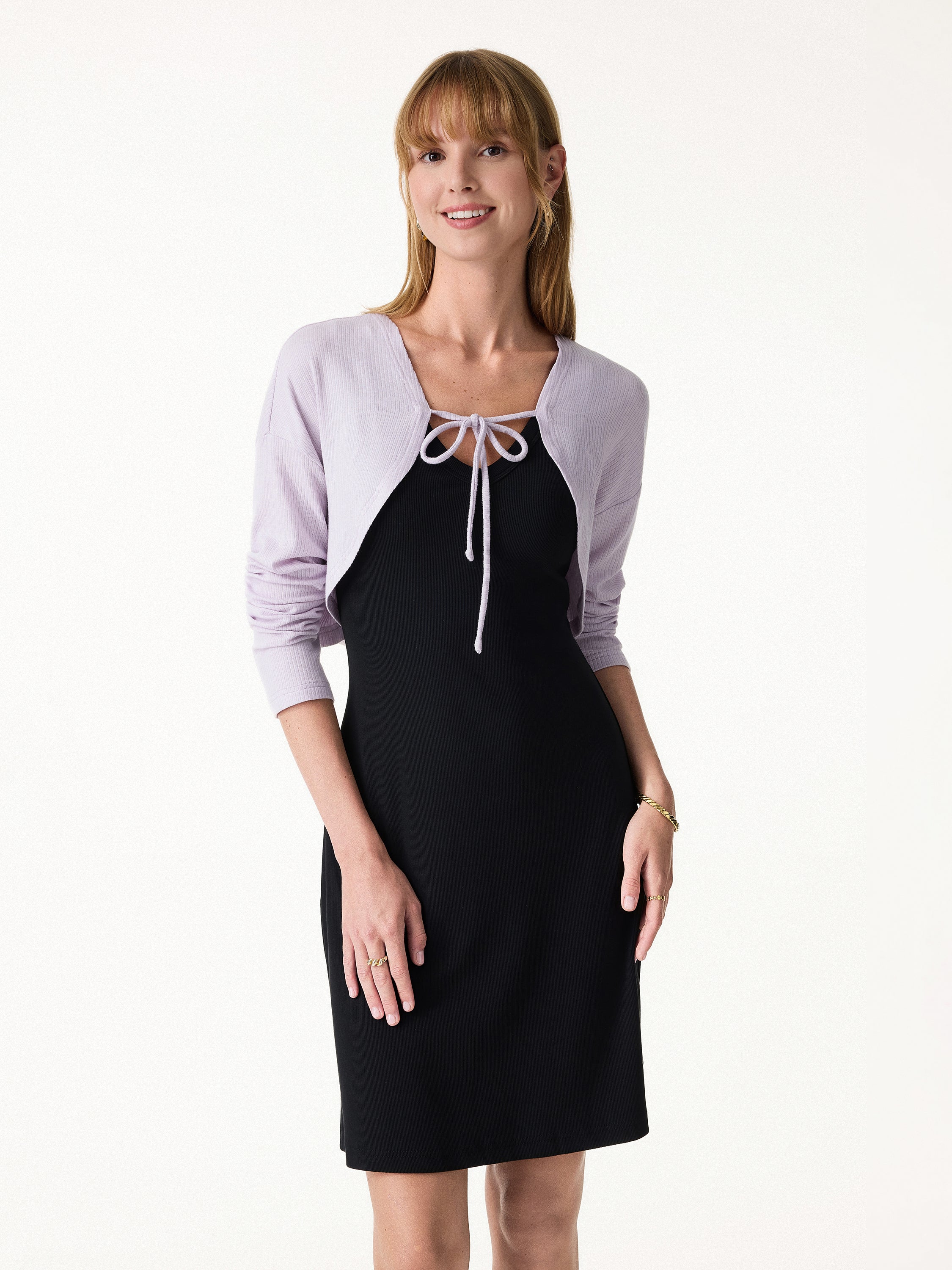 Textured Summer Cropped Cardigan with Tie - Image 3